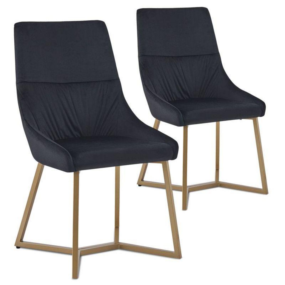 Paris Prix Lot de 2 chaises Matelassées en Velours  Elba  88cm Noir