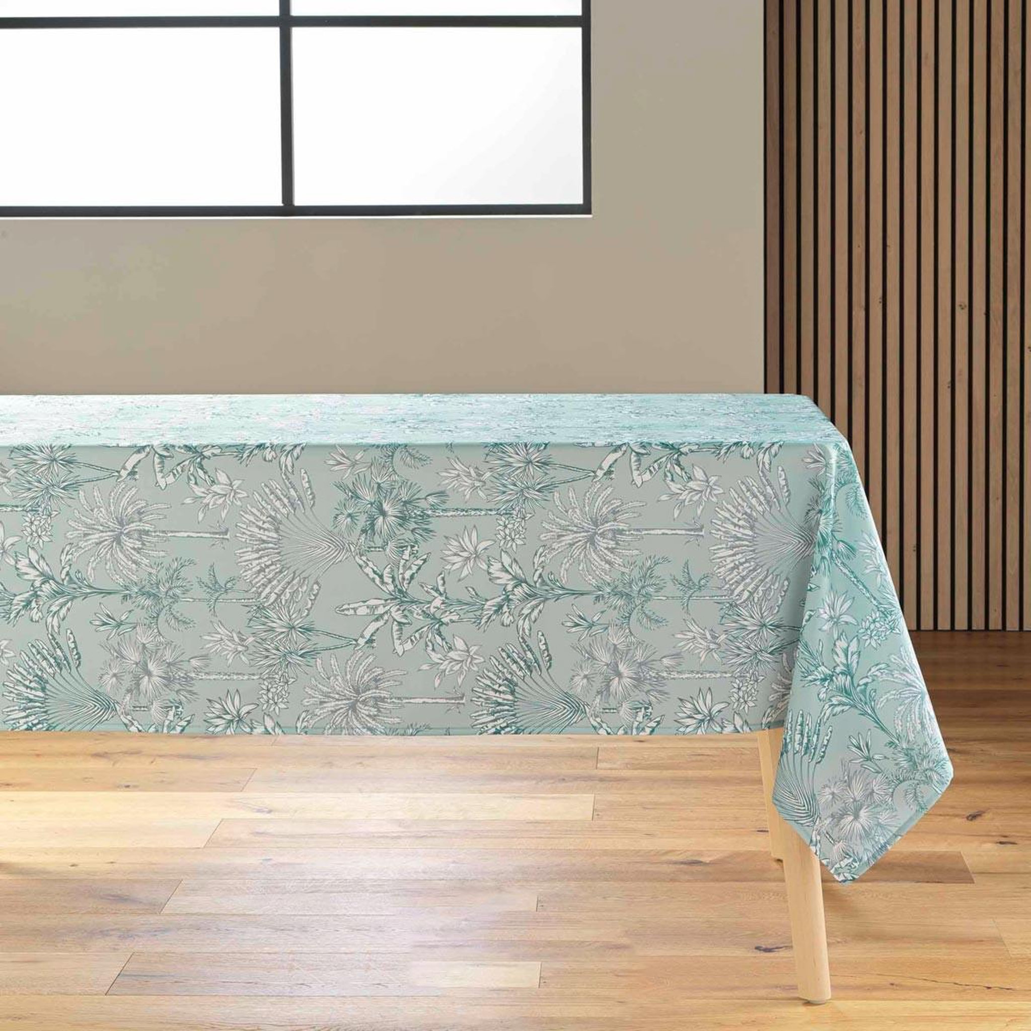 Douceur d'Intérieur Nappe antitache imprimé  canarie  145x240cm sauge