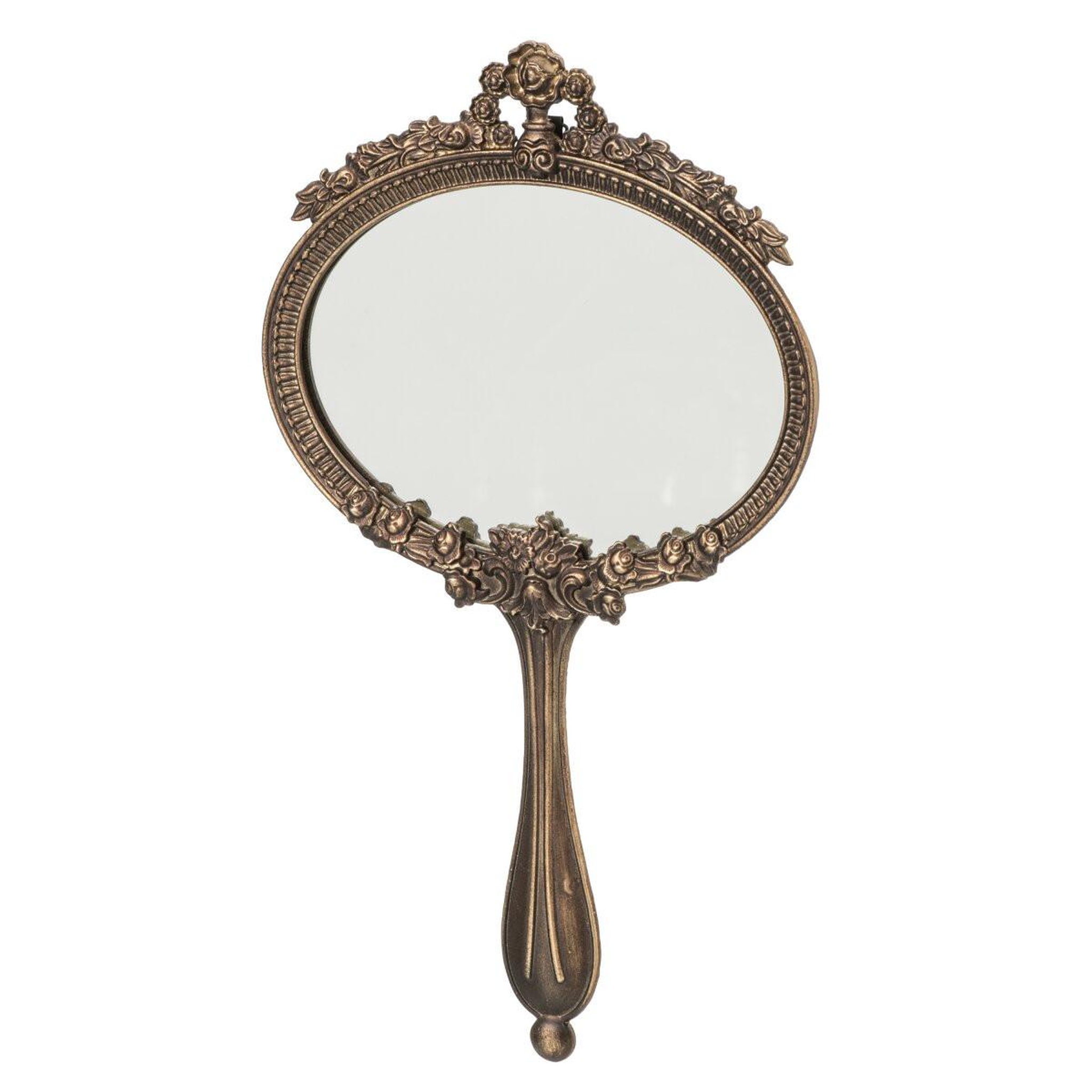J-LINE Miroir à main baroque  solveig  32cm bronze