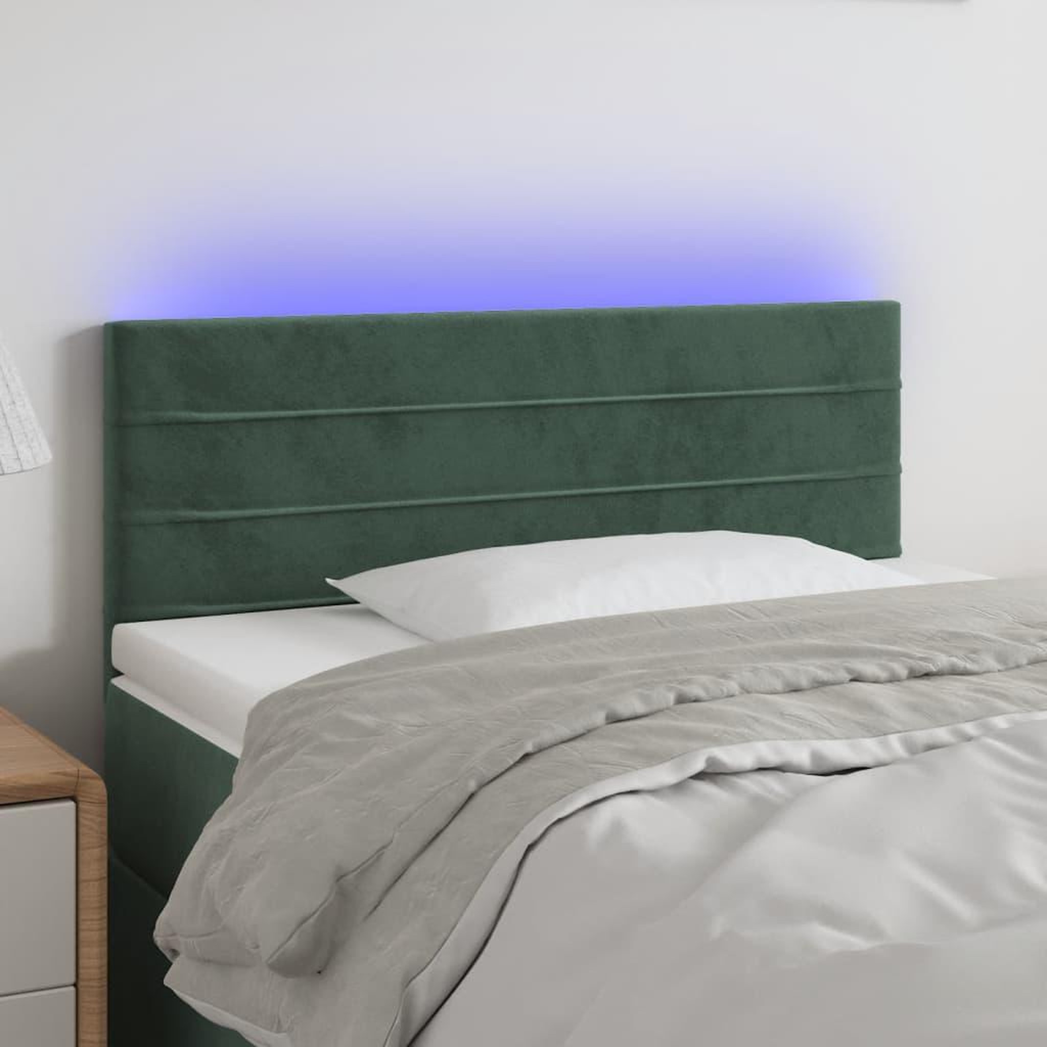 Voir la diapositive 1 : VIDAXL Tete de lit a LED Vert fonce 80x5x78/88 cm Velours