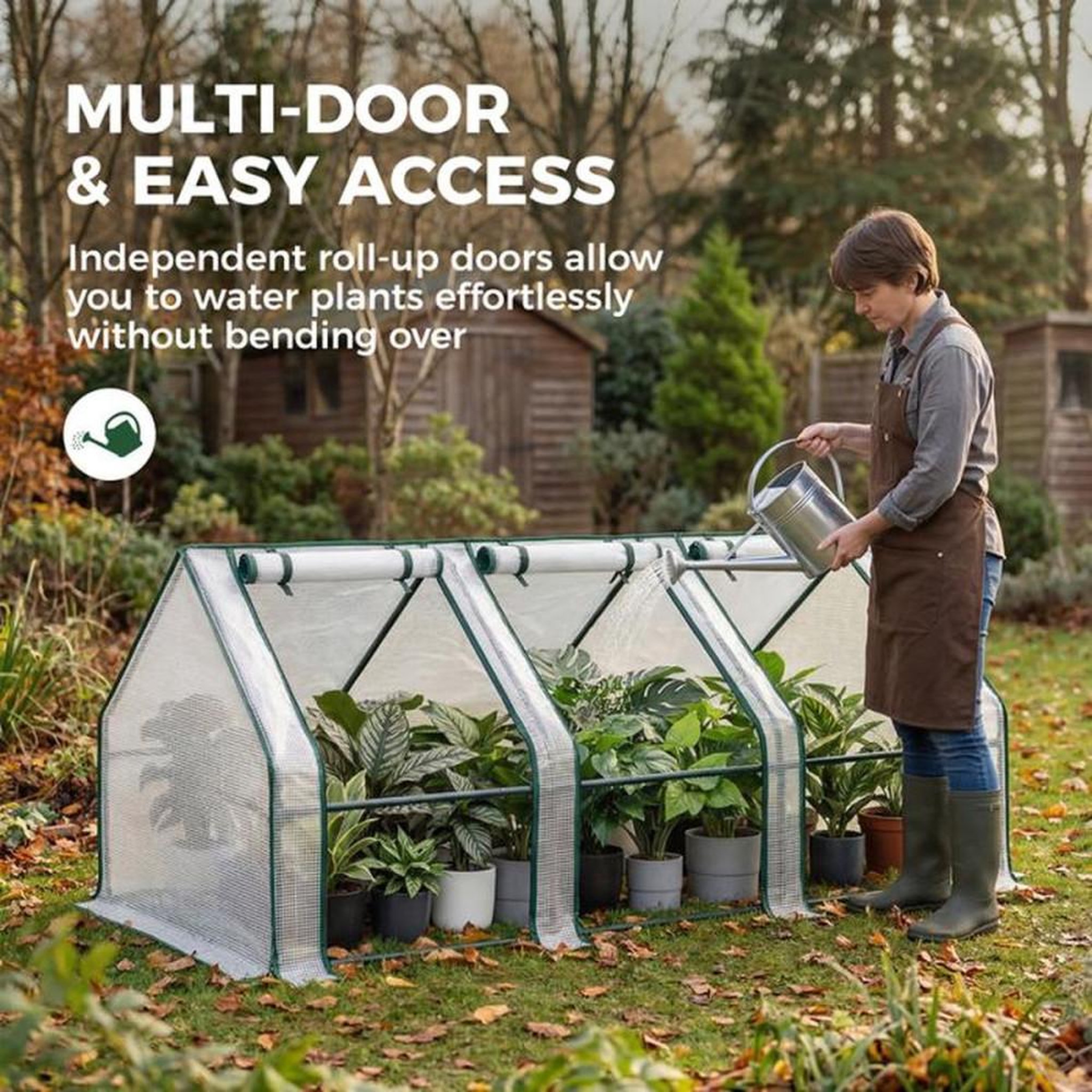 Voir la diapositive 3 : Serre mini 3 portes à glissière 270x90x90 cm, polyéthylène anti-UV étanche pour balcon, terrasse