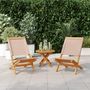 Voir la diapositive 2 : VIDAXL Chaises de jardin lot de 2 taupe bois d'acacia massif et tissu