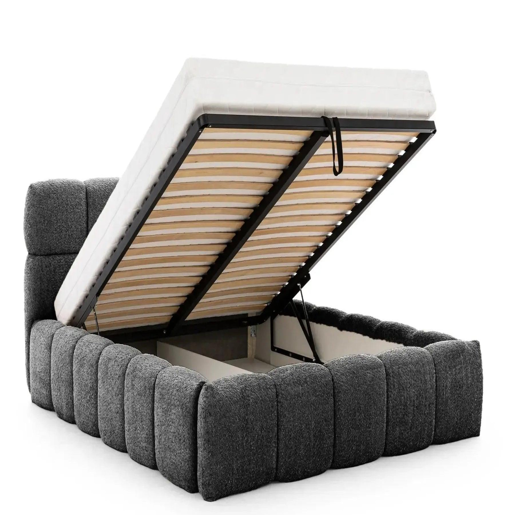 Voir la diapositive 3 : CASANOVA PARIS Elise - lit coffre tissu bouclette