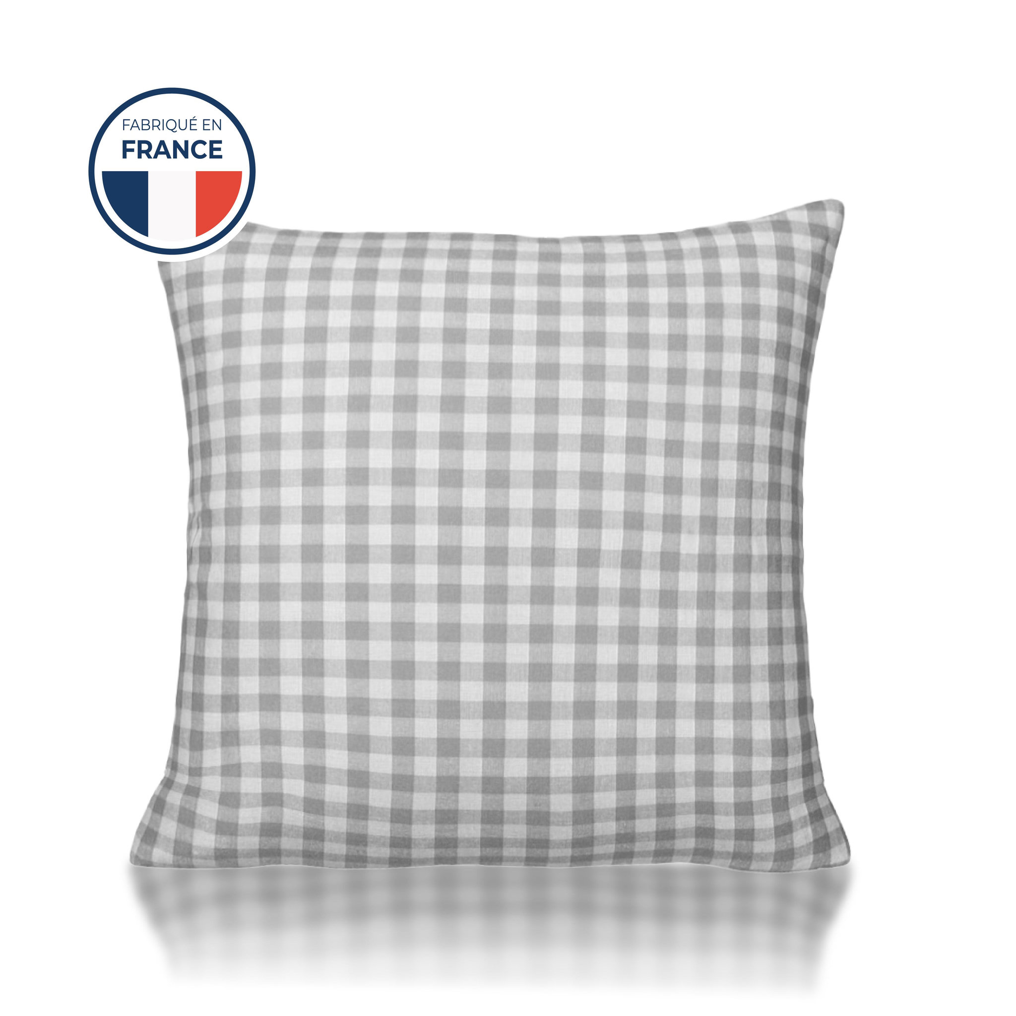 COLAS NORMAND Oreiller moelleux aux motifs vichy 60x60 cm. Coloris disponibles : Vert, Gris