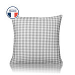 COLAS NORMAND Oreiller moelleux aux motifs vichy 60x60 cm. Coloris disponibles : Gris, Vert
