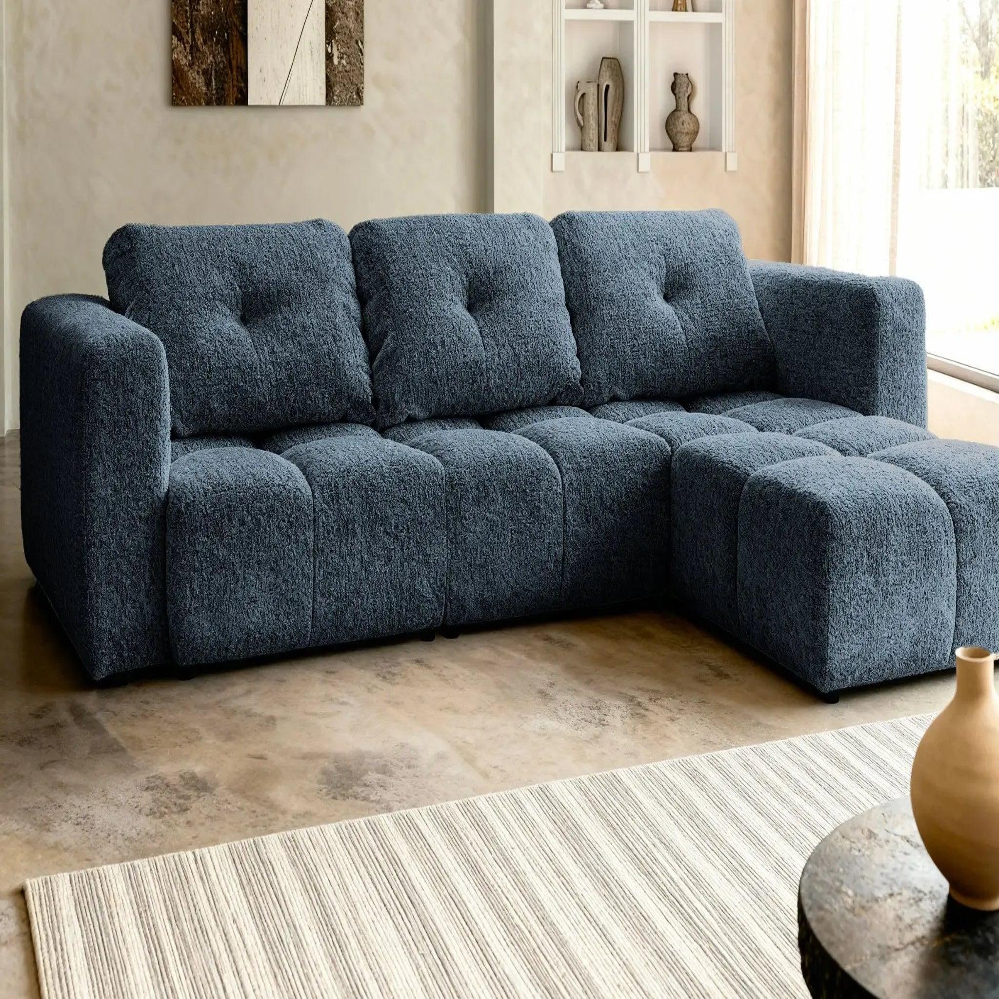 Voir la diapositive 5 : CASANOVA PARIS Romy 4 places - canapé d'angle convertible tissu chenille 4 places