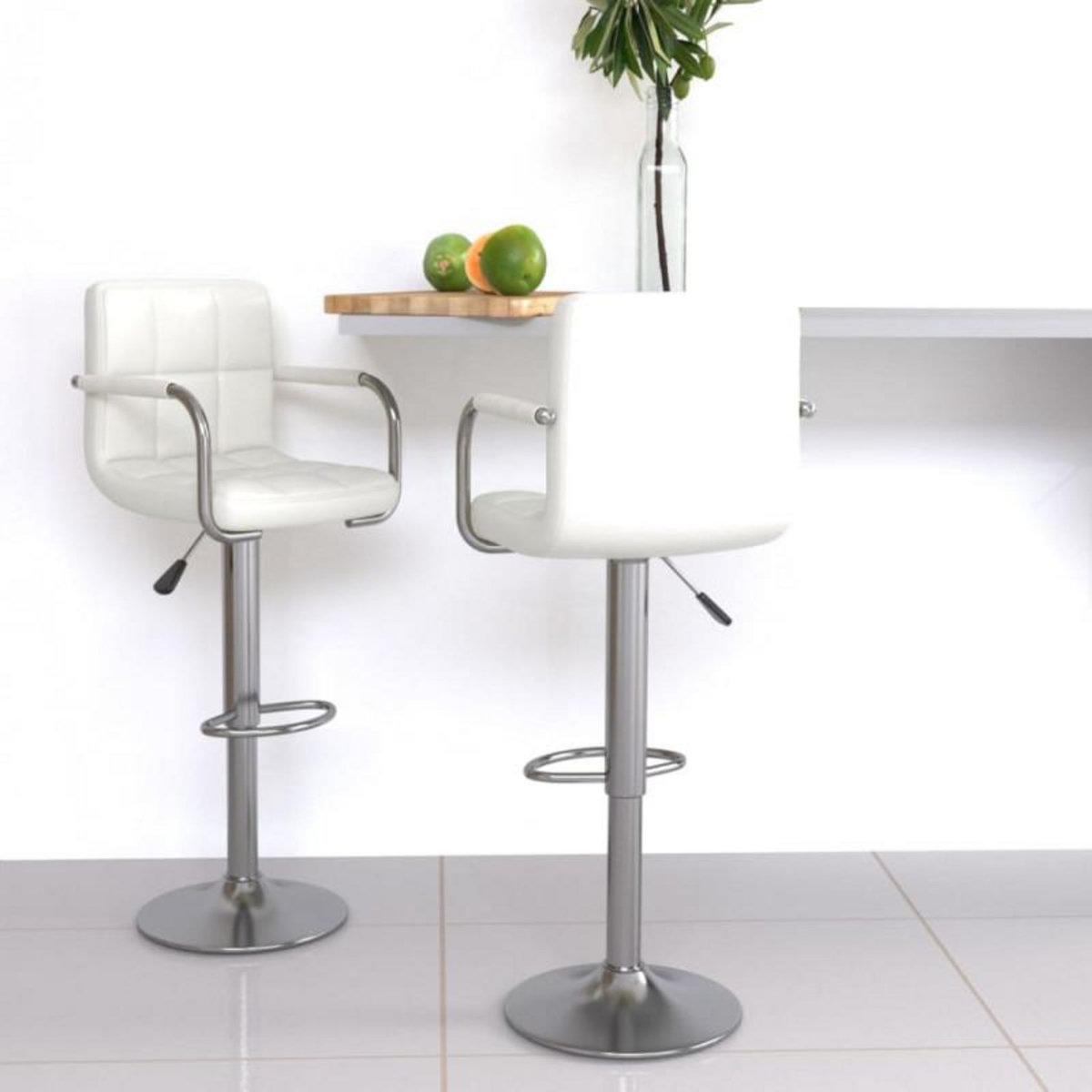 VIDAXL Tabourets de bar lot de 2 blanc similicuir