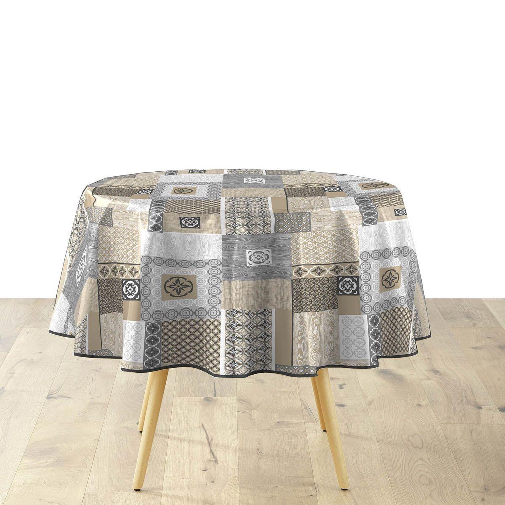 Douceur d'Intérieur Nappe ronde imprimé  costa  160cm beige