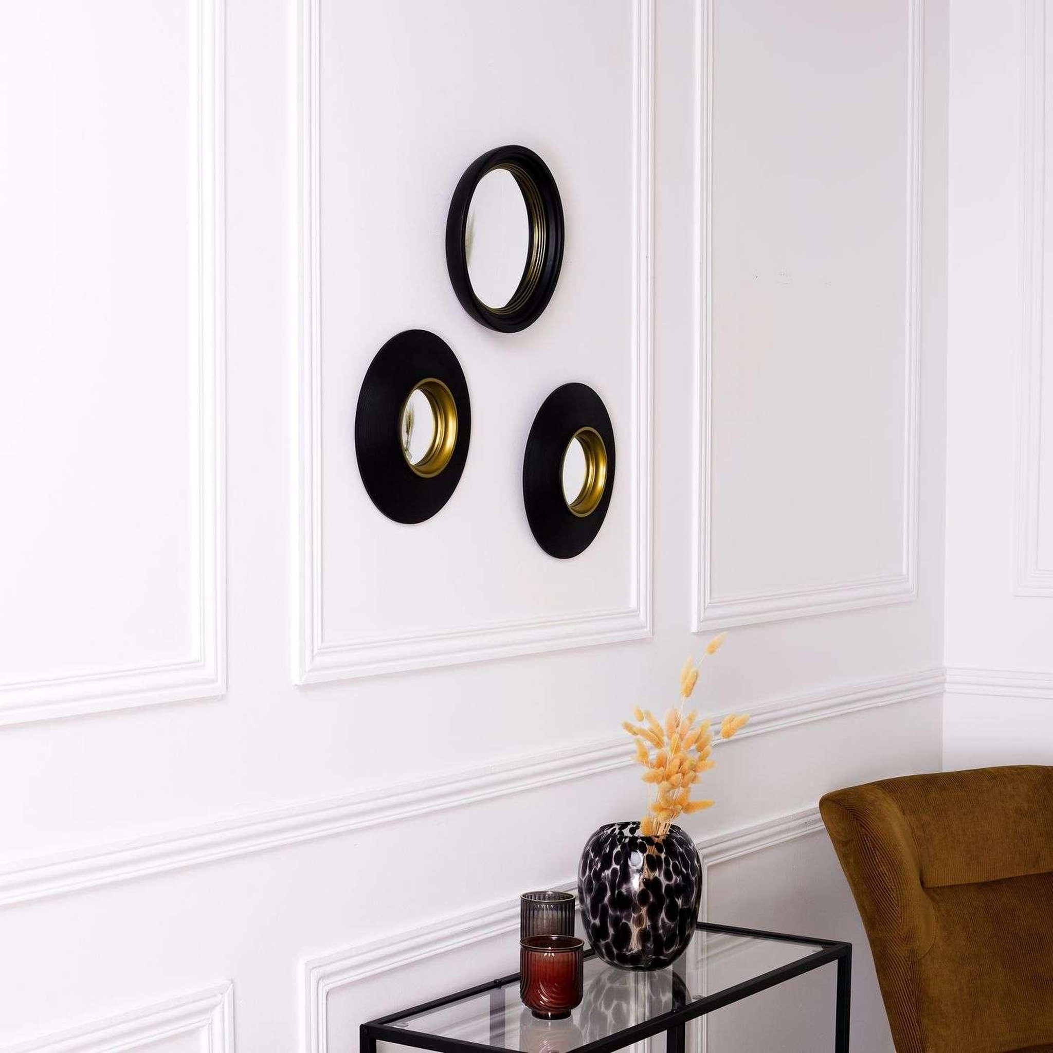 Voir la diapositive 3 : The Home Deco Factory Miroirs convexes X 3 Diam. 25.5 cm - Noir et Doré