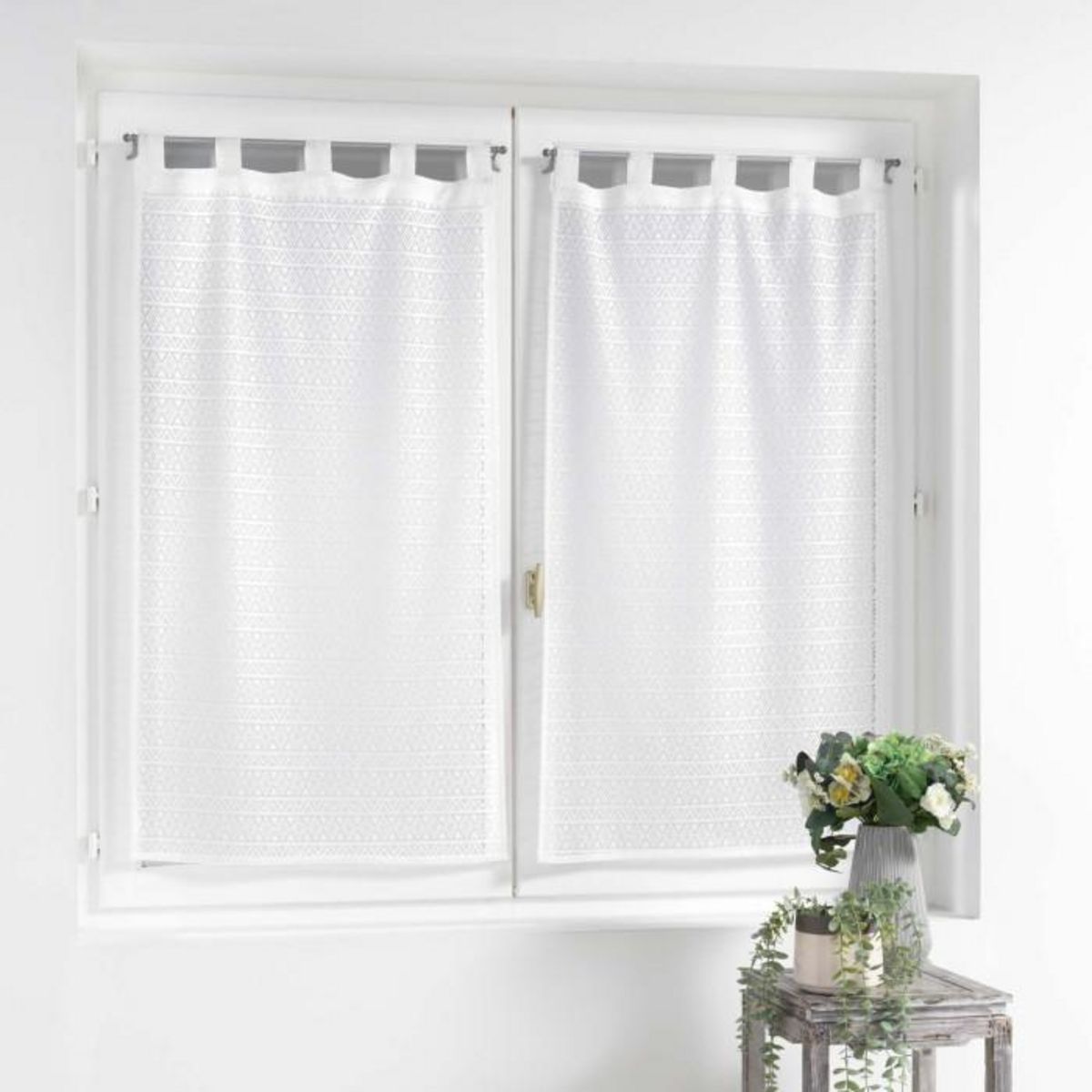 Paris Prix Paire de Voilages Maille  Naomie  60x160cm Blanc