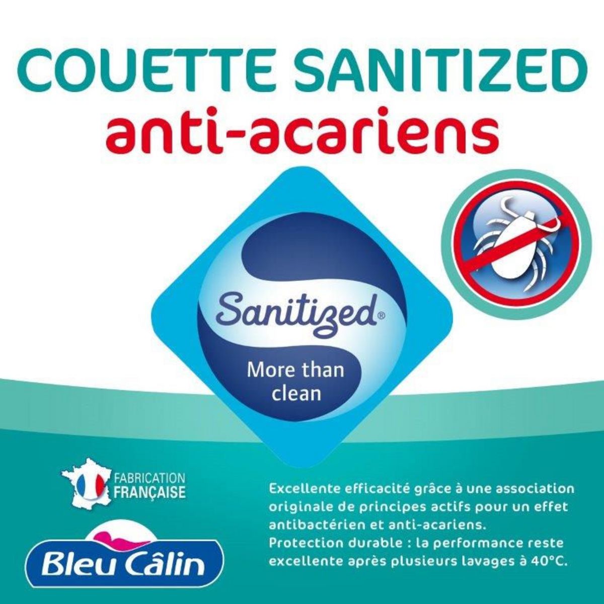 BLEUCALIN Couette chaude microfibre anti-acariens SANITIZED