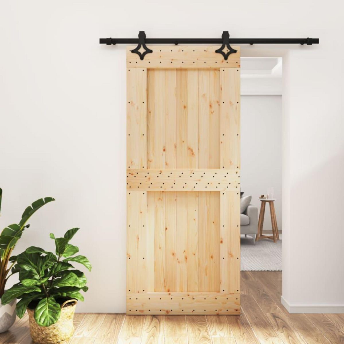 VIDAXL Porte coulissante et kit de quincaillerie 90x210 cm pin massif