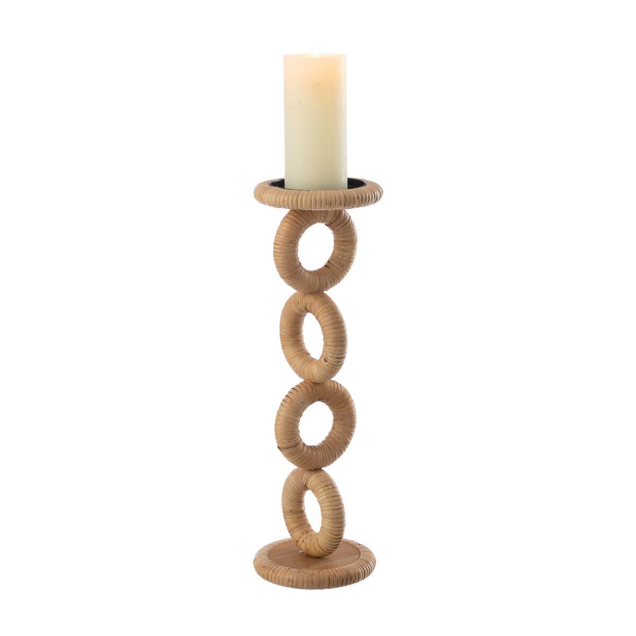 Voir la diapositive 2 : J-LINE Bougeoir en rotin  ring  45cm naturel