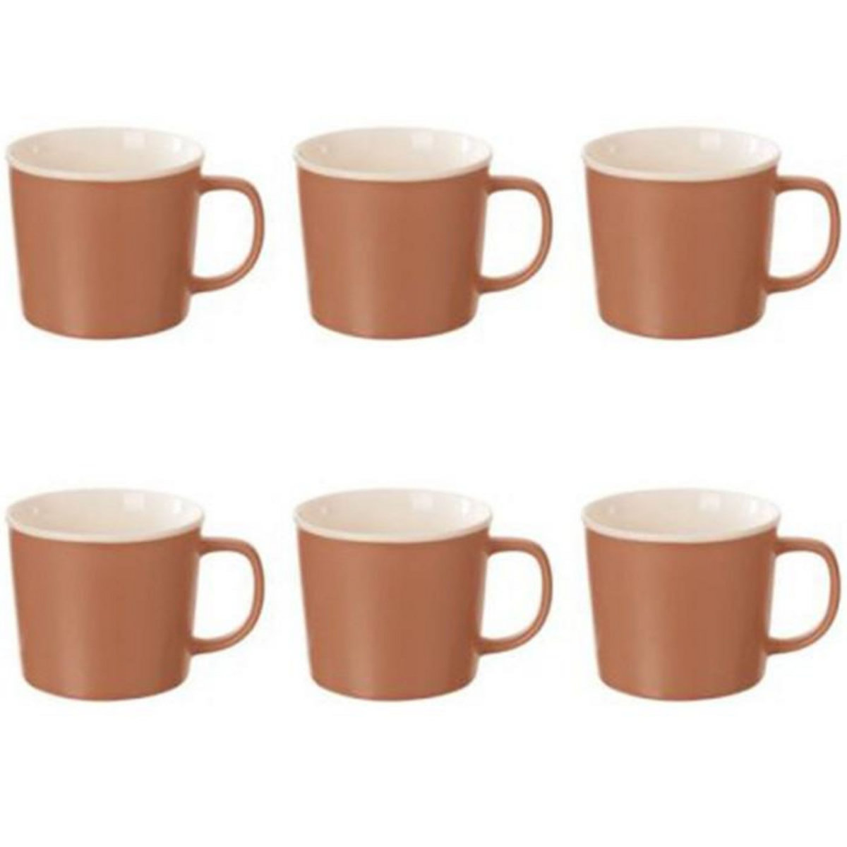 SECRET DE GOURMET Lot de 6 Mugs en Porcelaine  Nature  38cl Terracotta