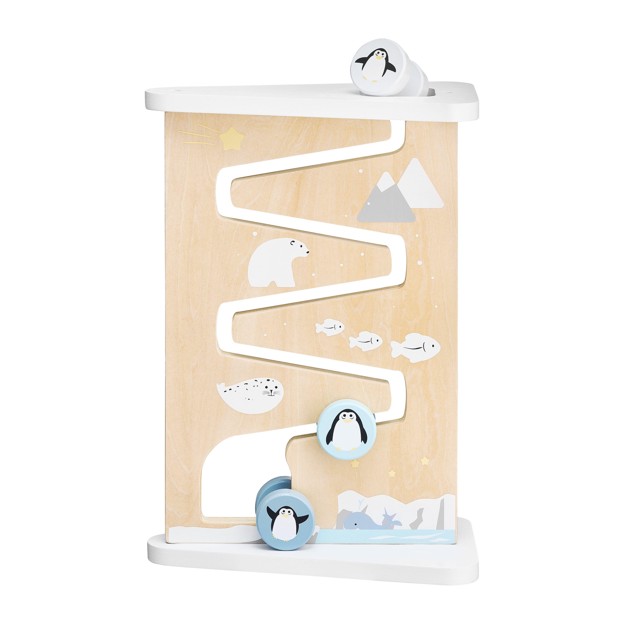 MAMABRUM Planche de Manipulation Sensorielle Double face - Jeu d'Éveil Bébé en Bois à Motifs Polaires