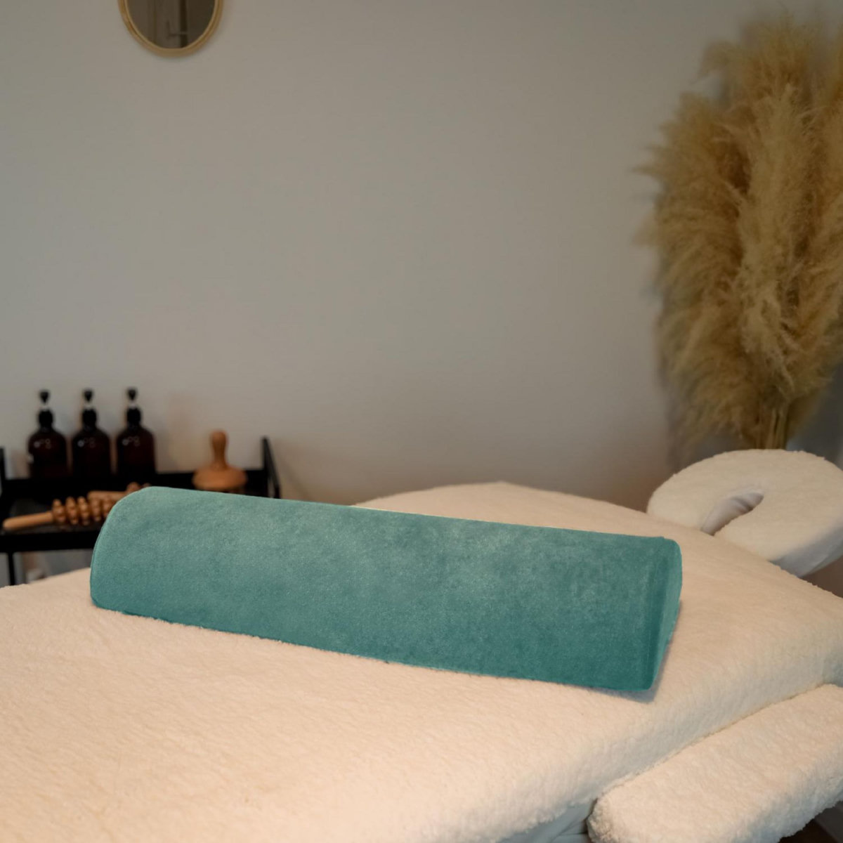 VIVEZEN Drap housse de protection en éponge pour coussin demi-rond 66 cm x 22 cm x 12 cm de table de massage - Bleu Pastel