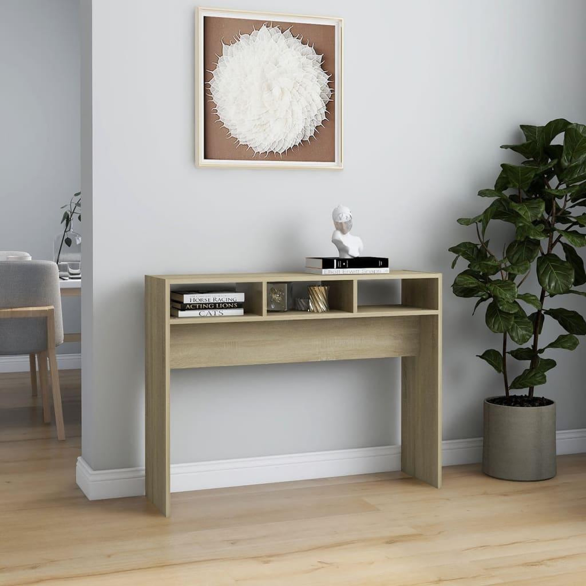 Voir la diapositive 3 : VIDAXL Table console chene sonoma 105x30x80 cm bois d'ingenierie