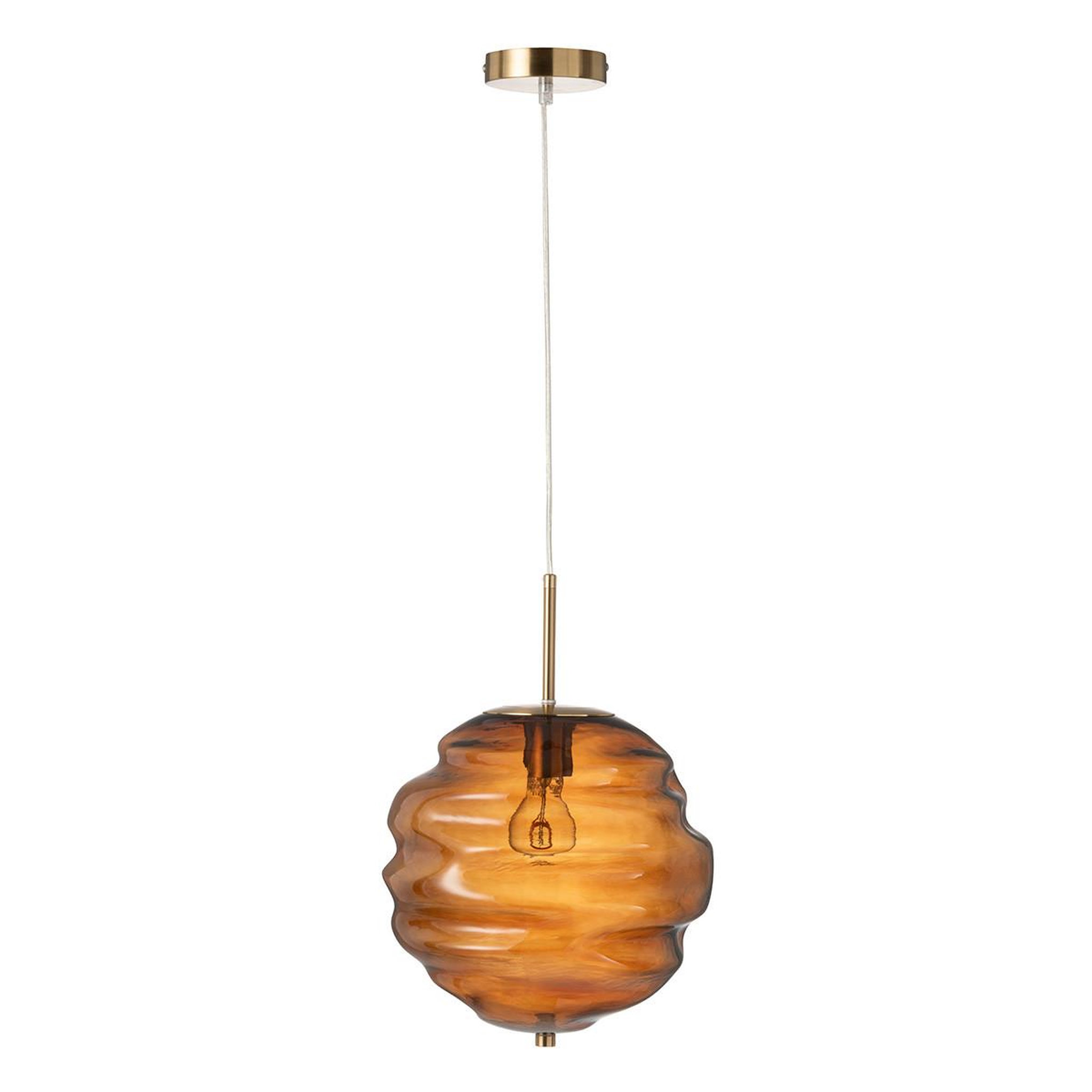 J-LINE Lampe suspension en verre  ruche  34cm marron
