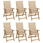 VIDAXL Chaises pliables de jardin lot de 6 avec coussins Bois d'acacia