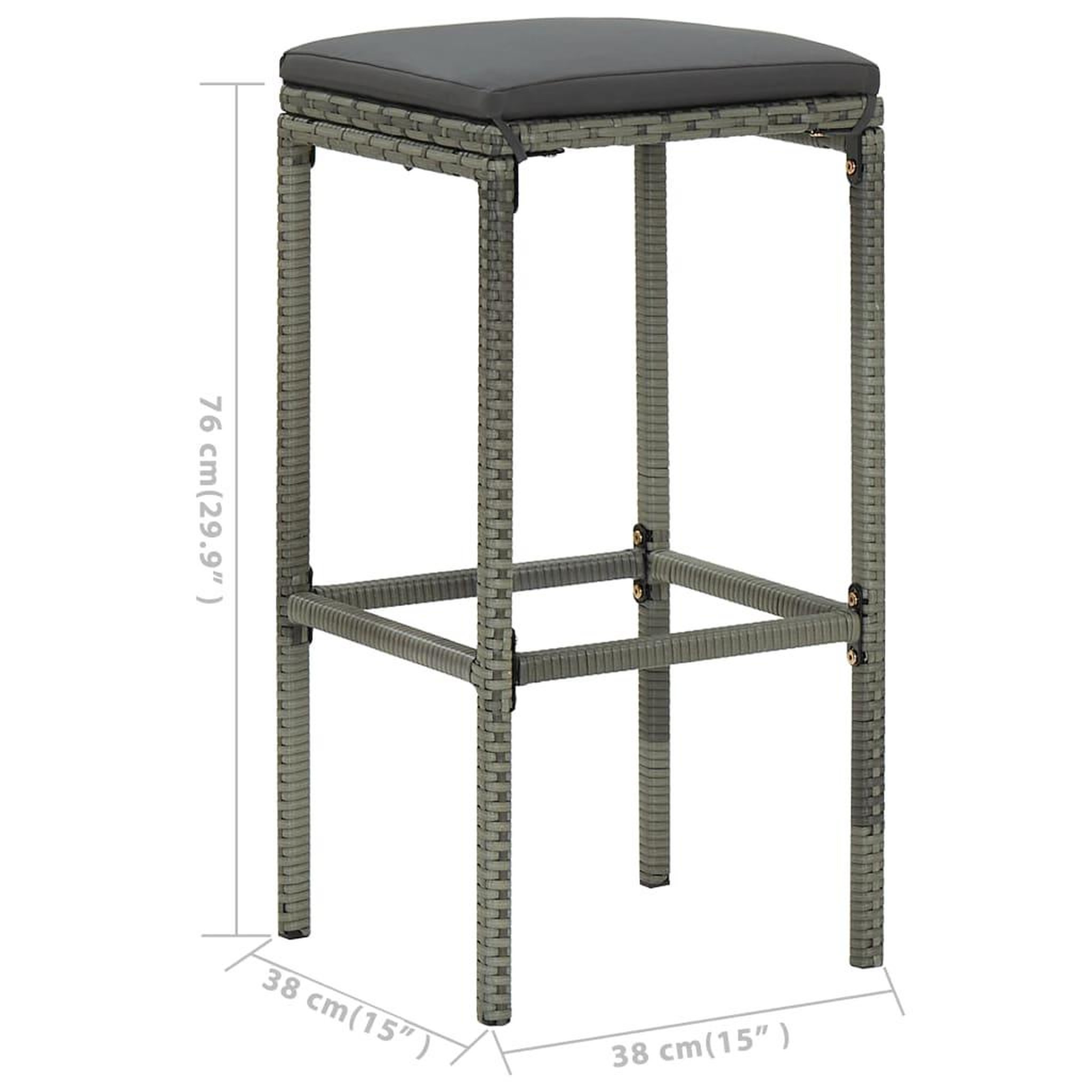 Voir la diapositive 6 : VIDAXL Ensemble de bar de jardin avec coussins 5 pcs Gris