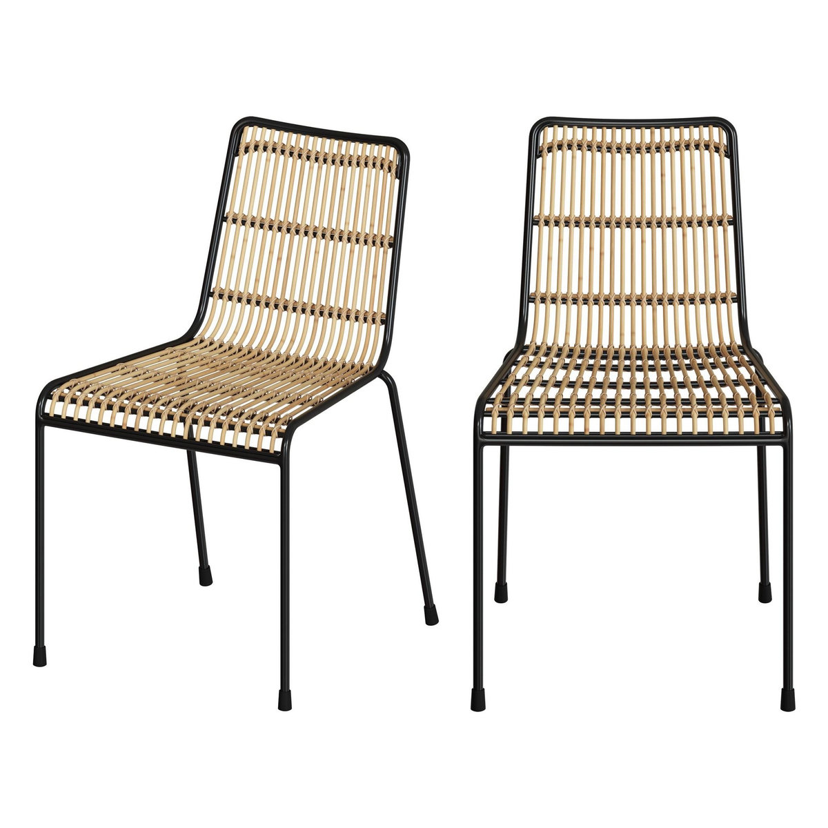 Rendez vous déco Lot de 2 chaises en rotin et structure en métal noir - Jouve