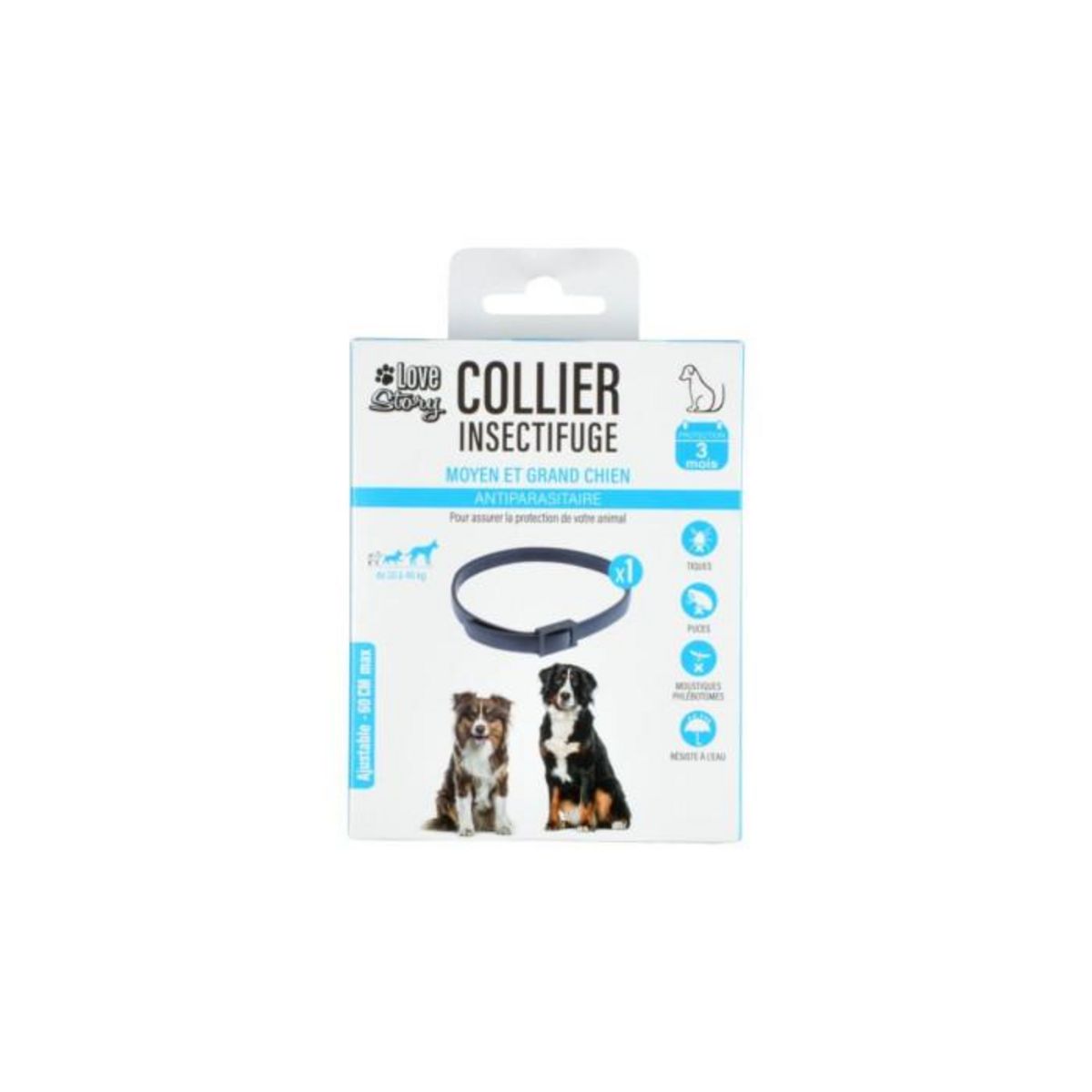 Paris Prix Collier Insectifuge Chien  Antiparasitaire  60cm Noir