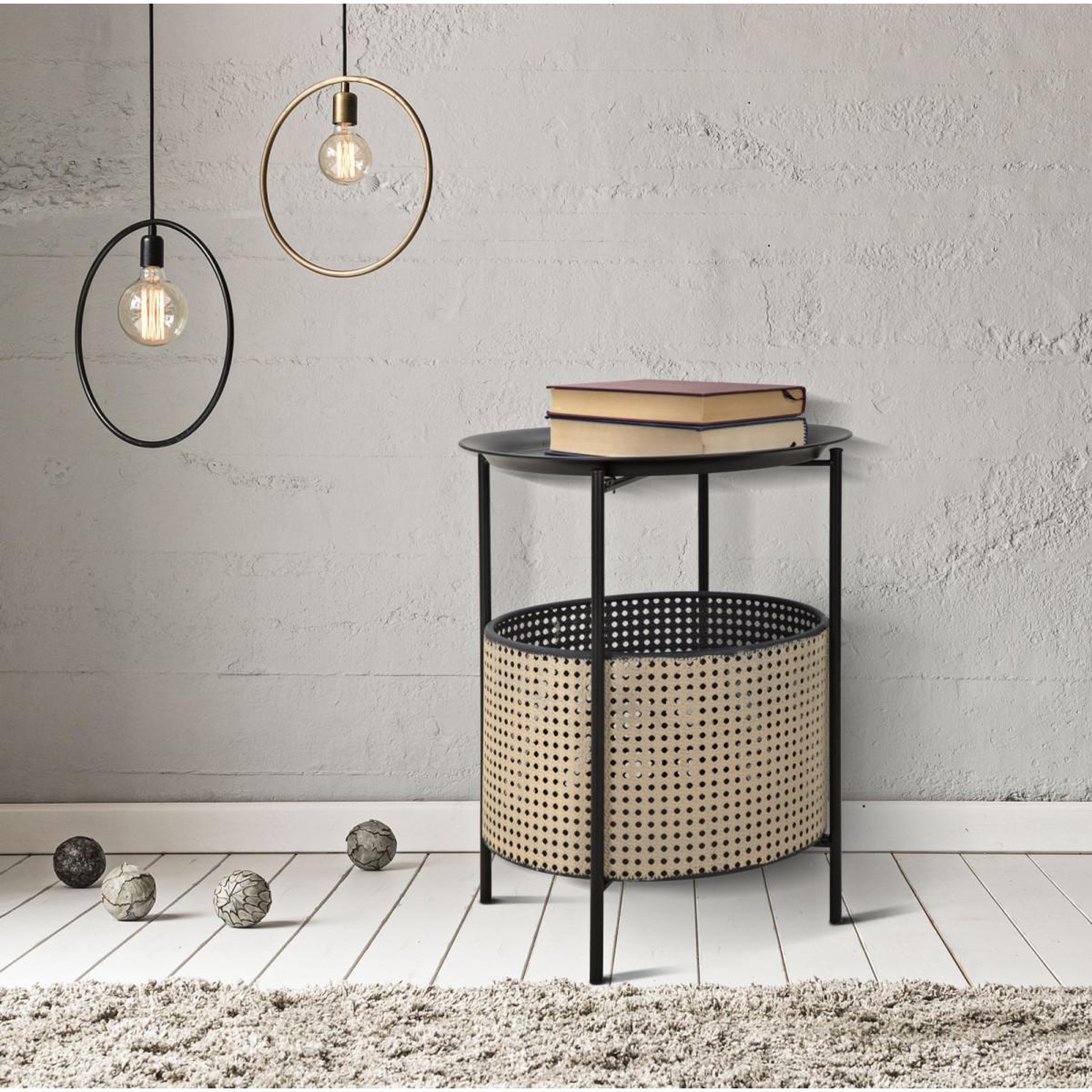 Voir la diapositive 5 : Paris Prix Table d'appoint effet cannage  osaka  50cm noir & naturel