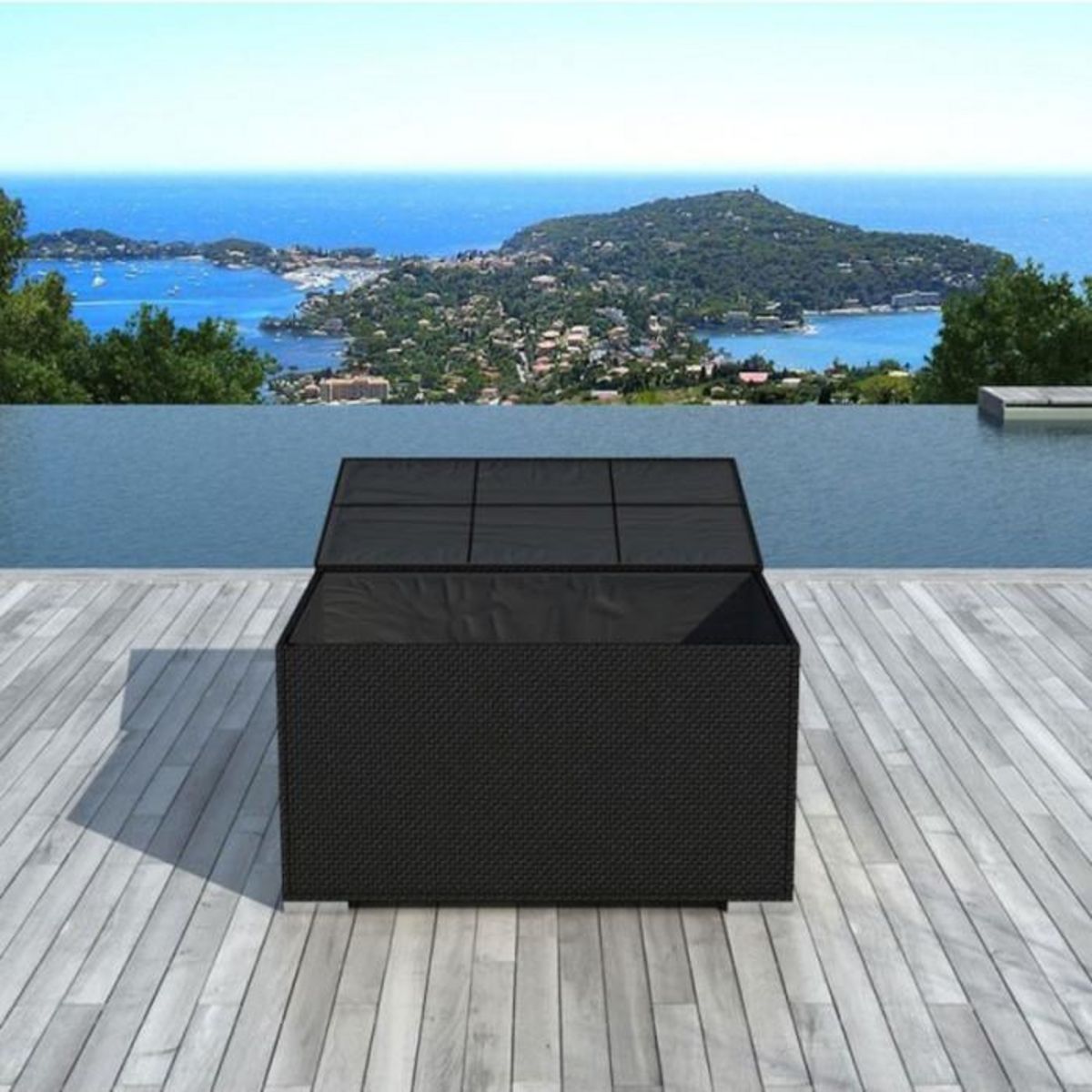 Paris Prix Coffre de Rangement en Résine  Tressé  132cm Noir