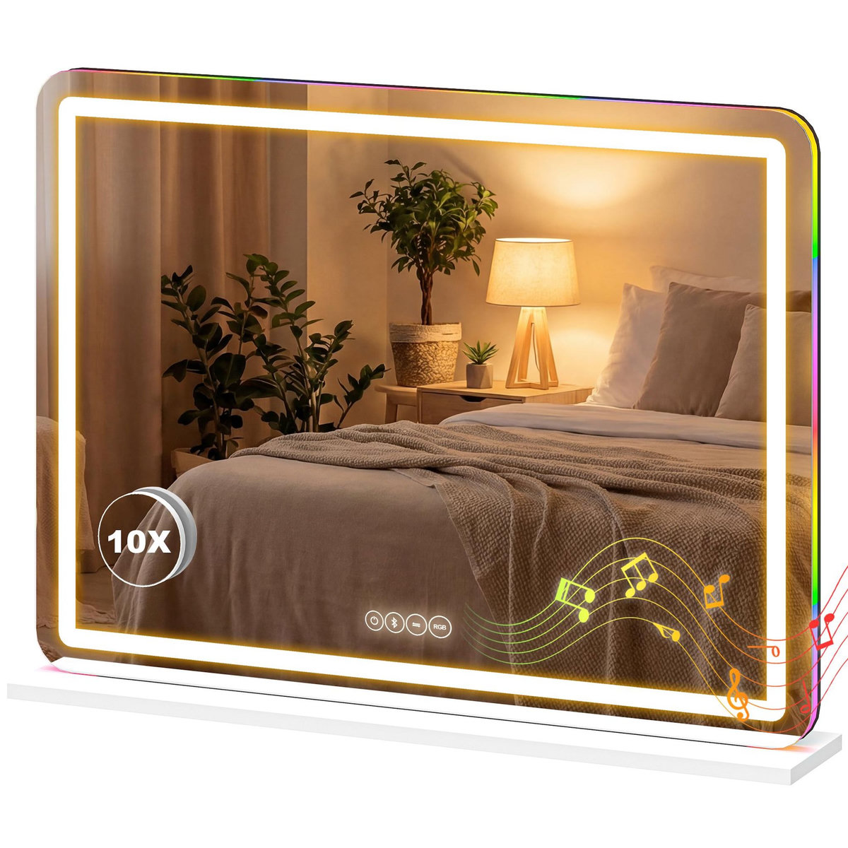 HOMCOM Miroir LED tactile réglable grossissant 10x HP intégré autoportant