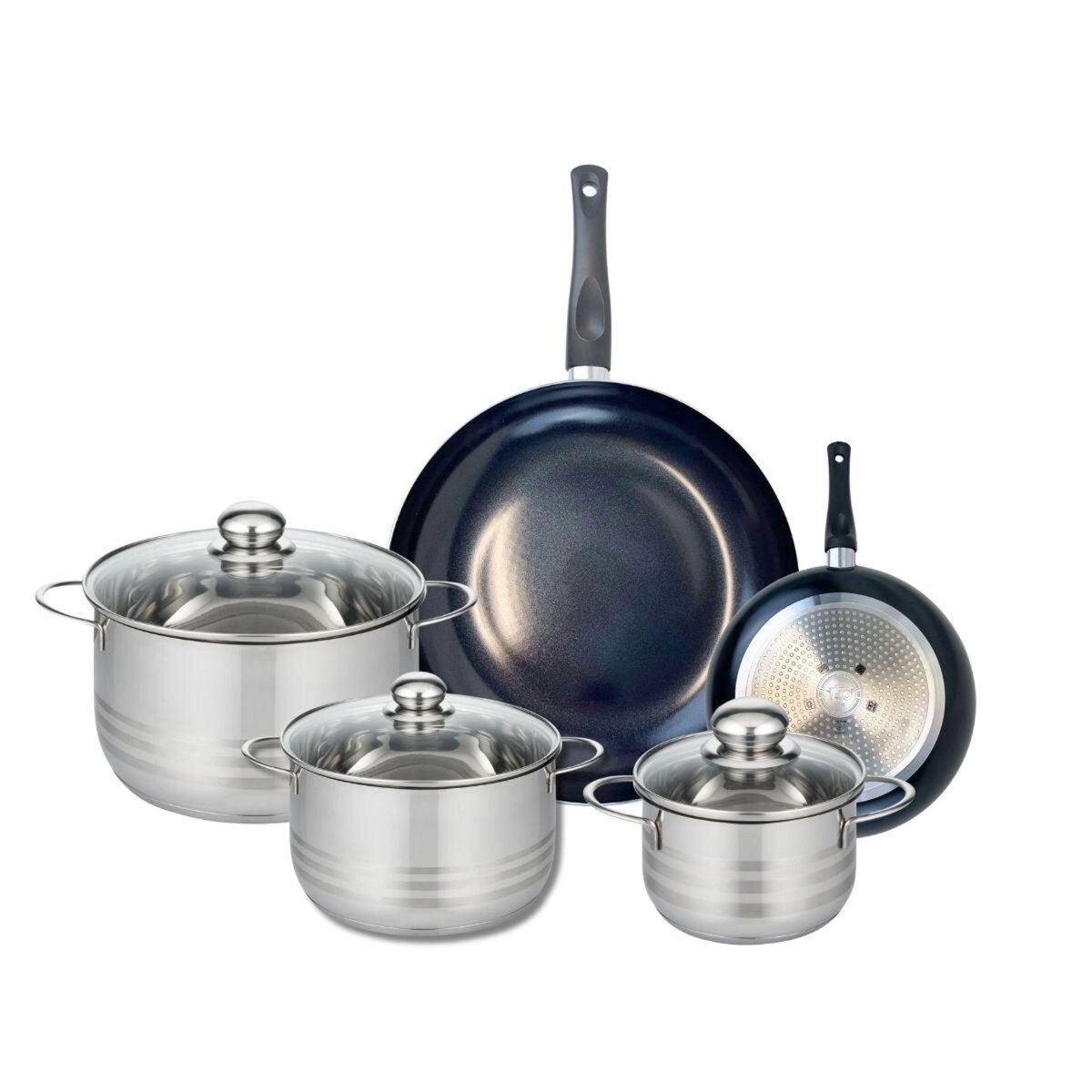 ELO Ensemble de 2 Poêles de cuisson 20 et 32 cm et 3 faitouts 16, 20 et 24 cm Elo Prima Brillant