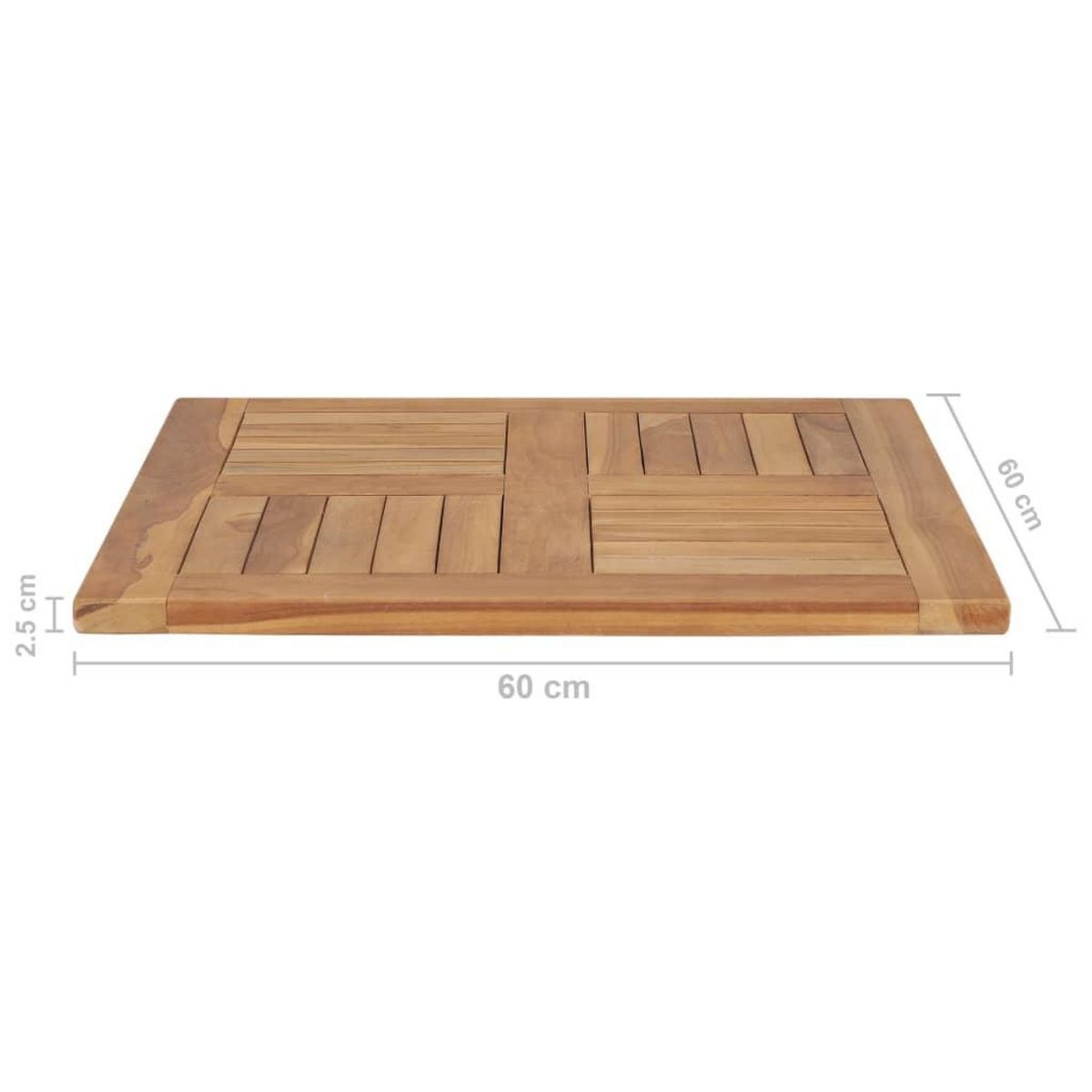 VIDAXL Dessus de table Bois de teck solide 60x60x2,5 cm
