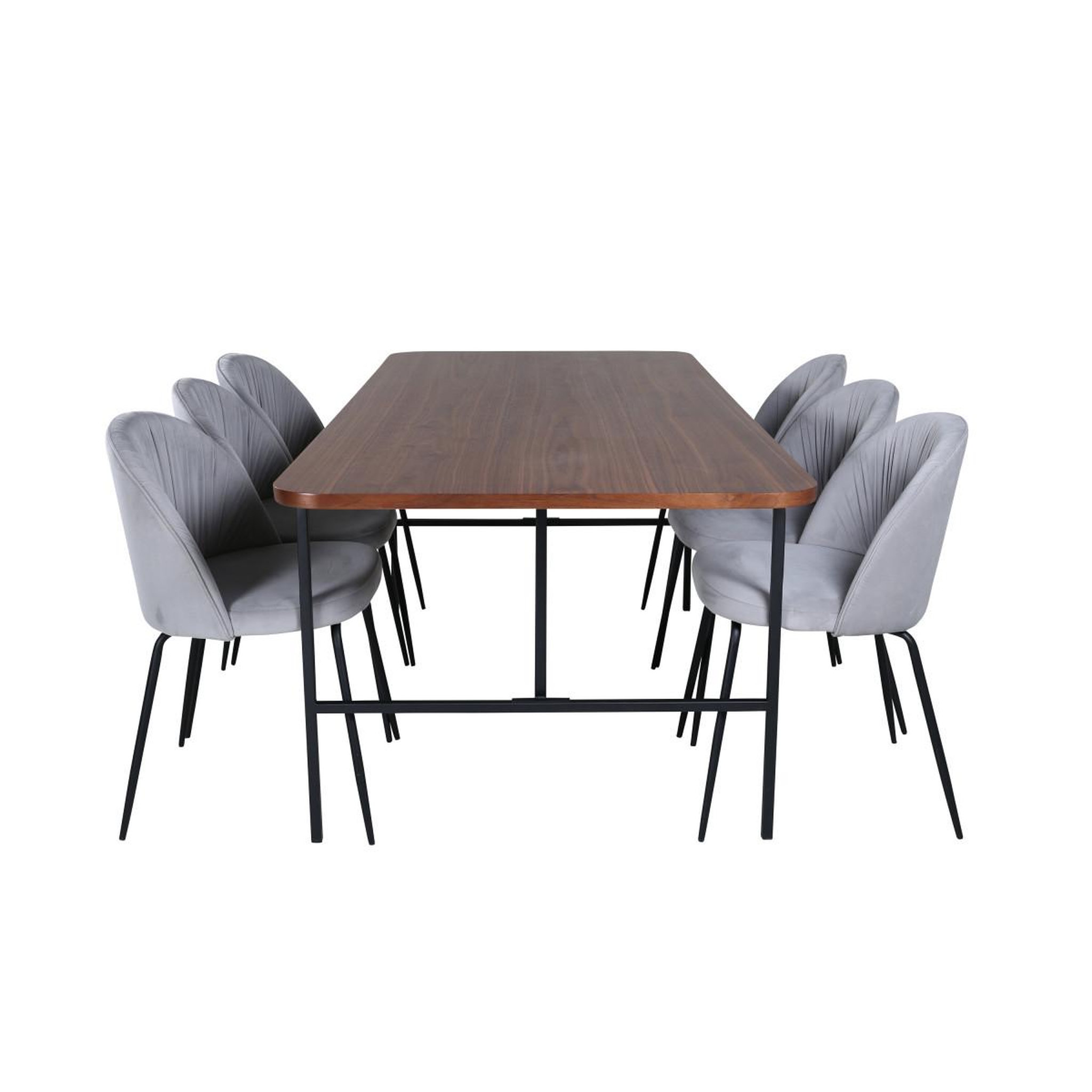 Voir la diapositive 2 : Paris Prix Ensemble table à manger & 6 chaises  uno & wrinkles  200cm gris & marron