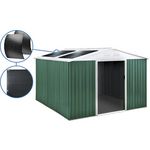 Habitat et Jardin Abri de jardin métal -  Rosas   - 10,85 m² avec panneaux solaires - Vert