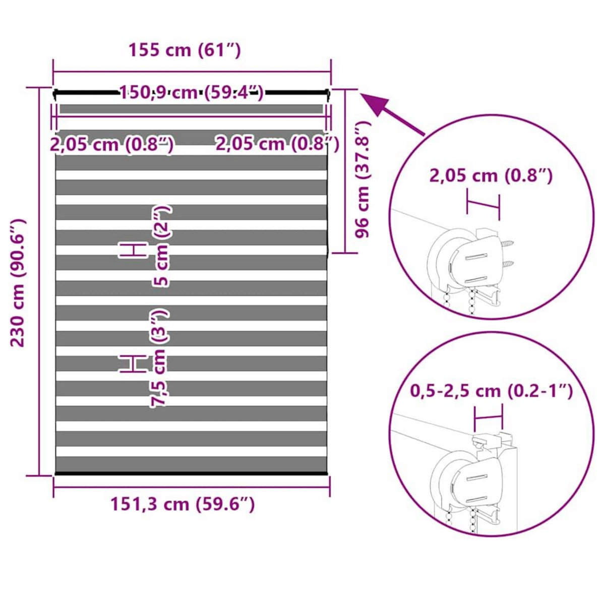 VIDAXL Store zebre marron 155x230cm largeur du tissu 150,9cm polyester