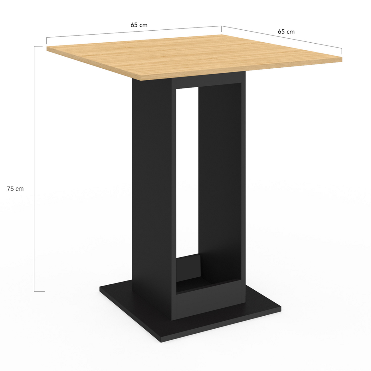 ID MARKET Table à manger carrée ZELIE 4 personnes bois et noir 65 cm