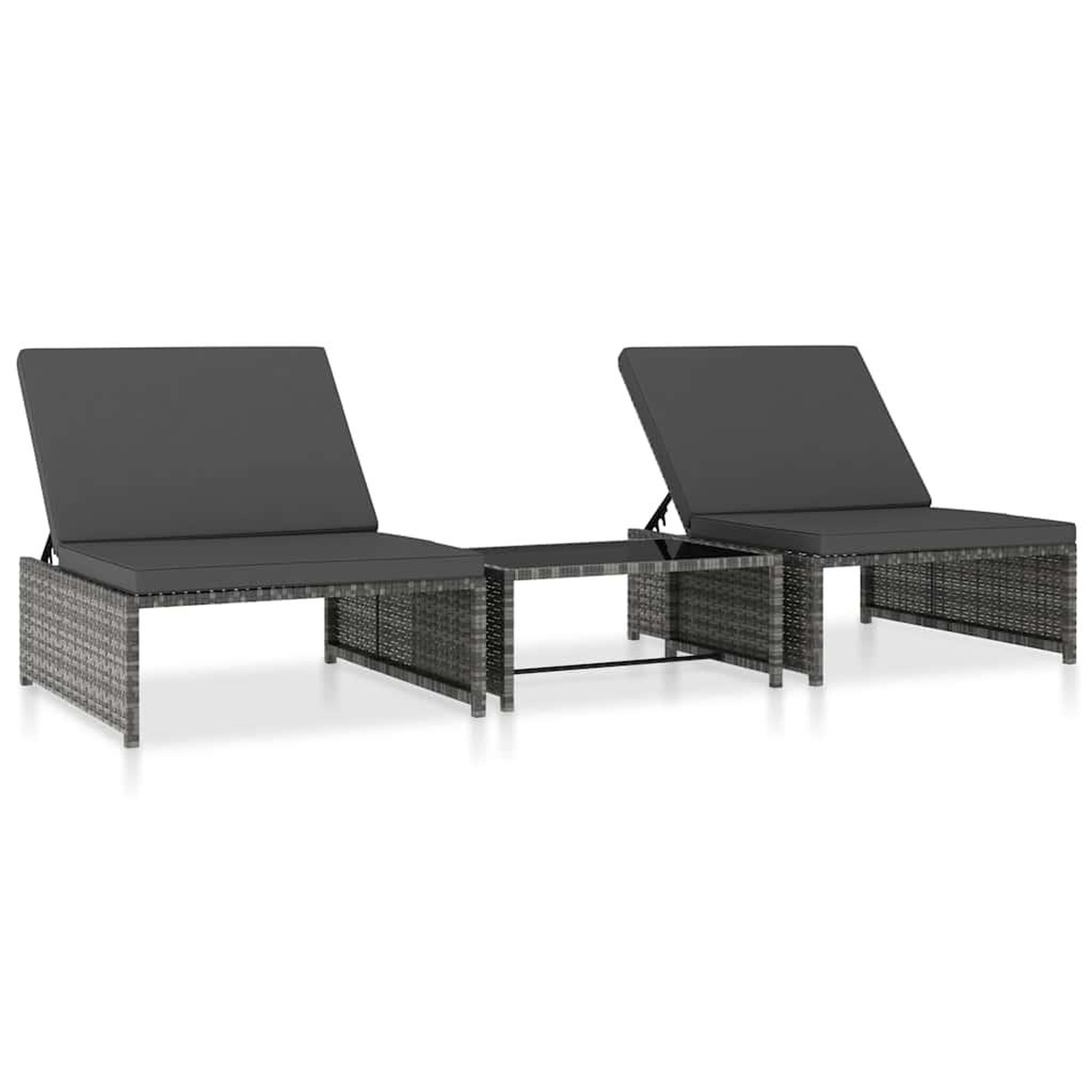 VIDAXL Chaises inclinables de jardin lot de 2 et table resine tressee