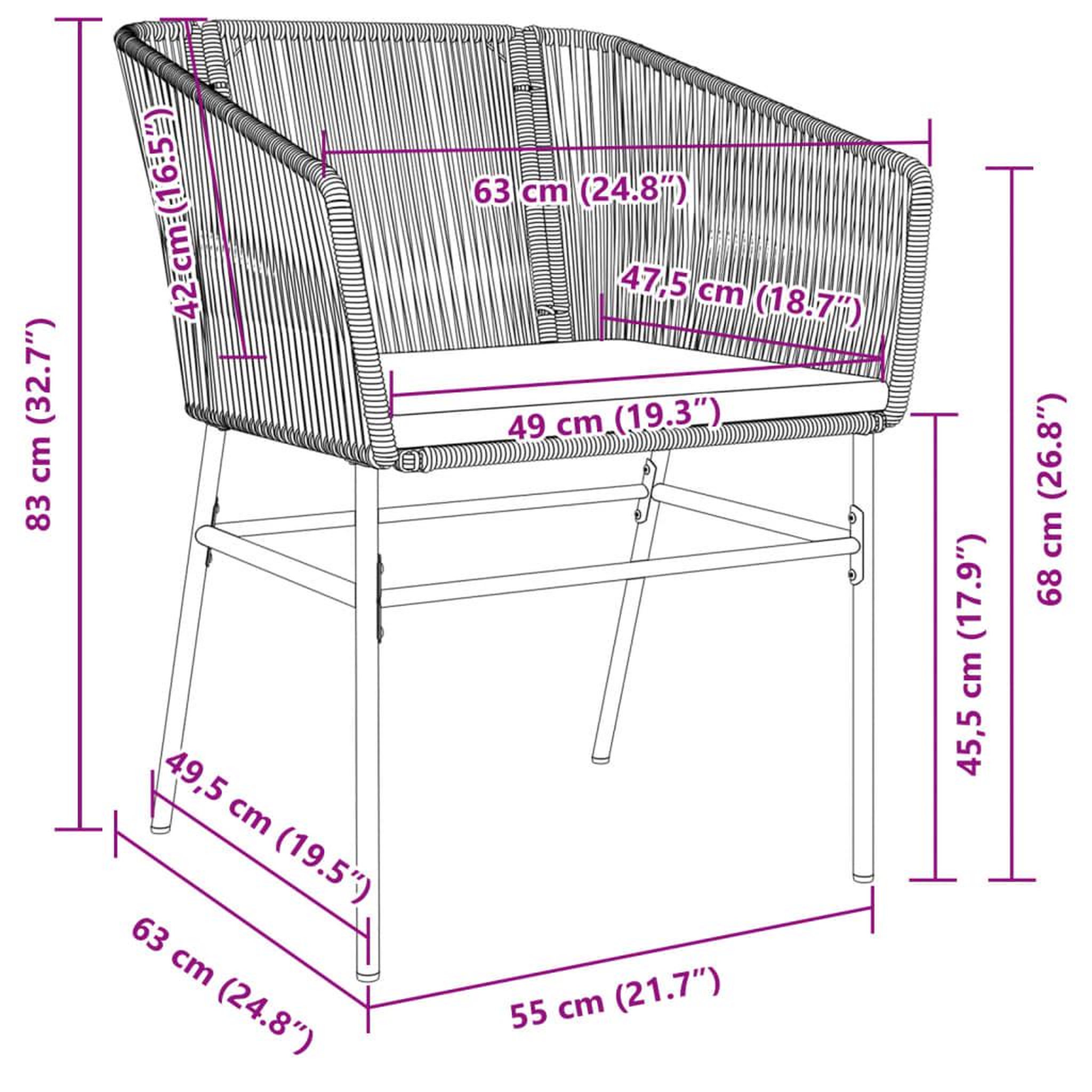 Voir la diapositive 6 : VIDAXL Chaises de jardin lot de 2 et coussins marron rotin