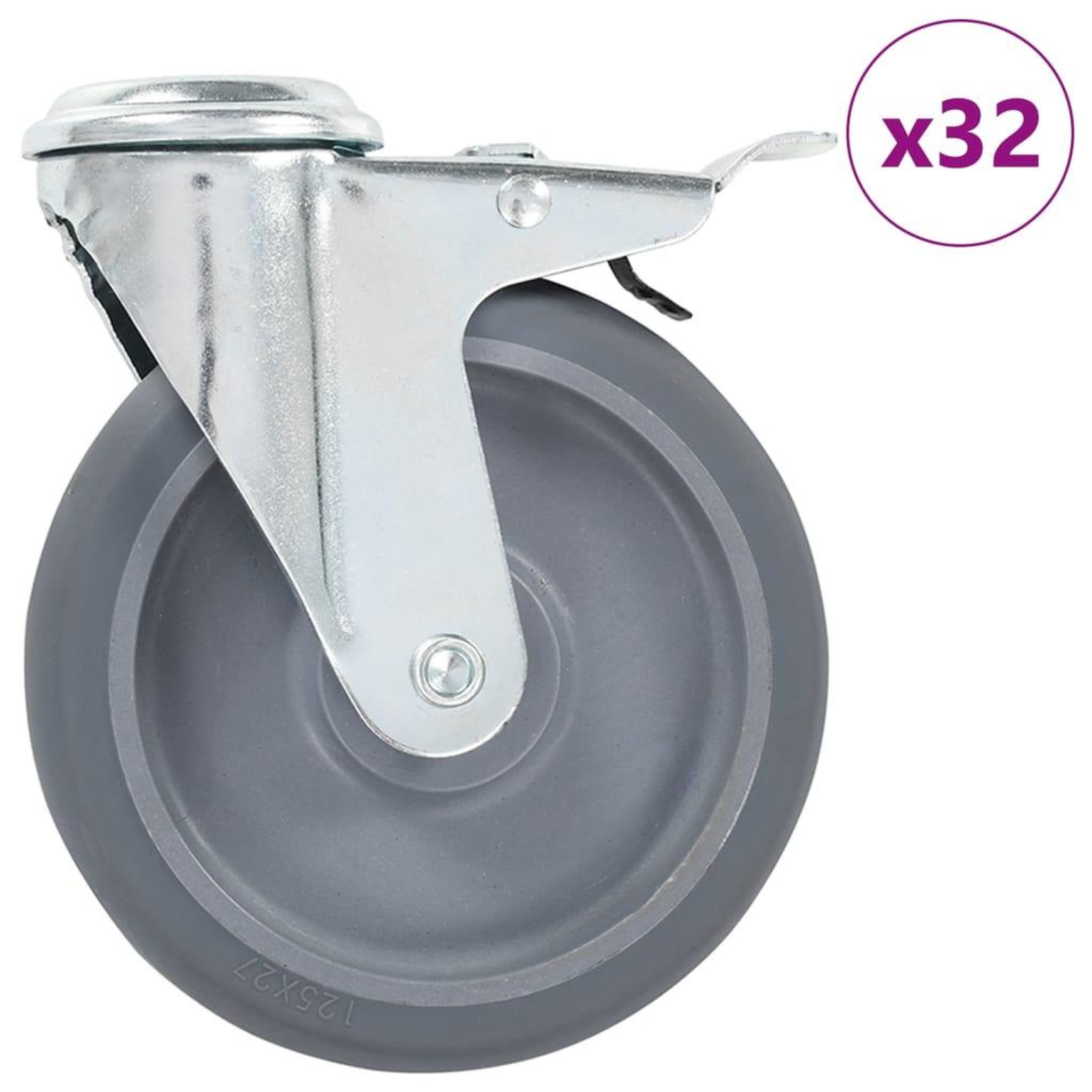 VIDAXL 32 pcs Roulettes pivotantes a trou de boulon 125 mm