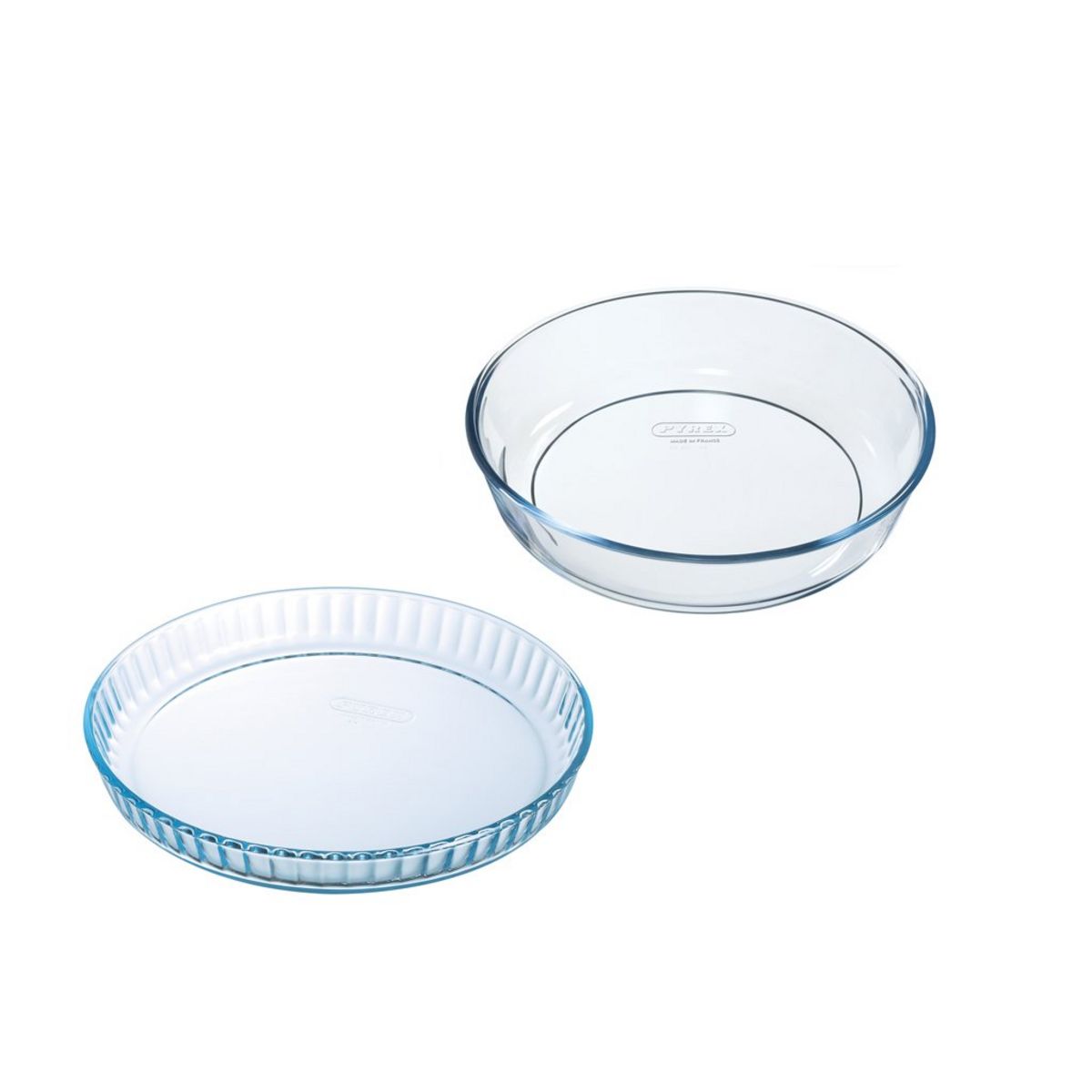 PYREX Lot moule à manque verre 26cm + moule à tarte verre 28cm