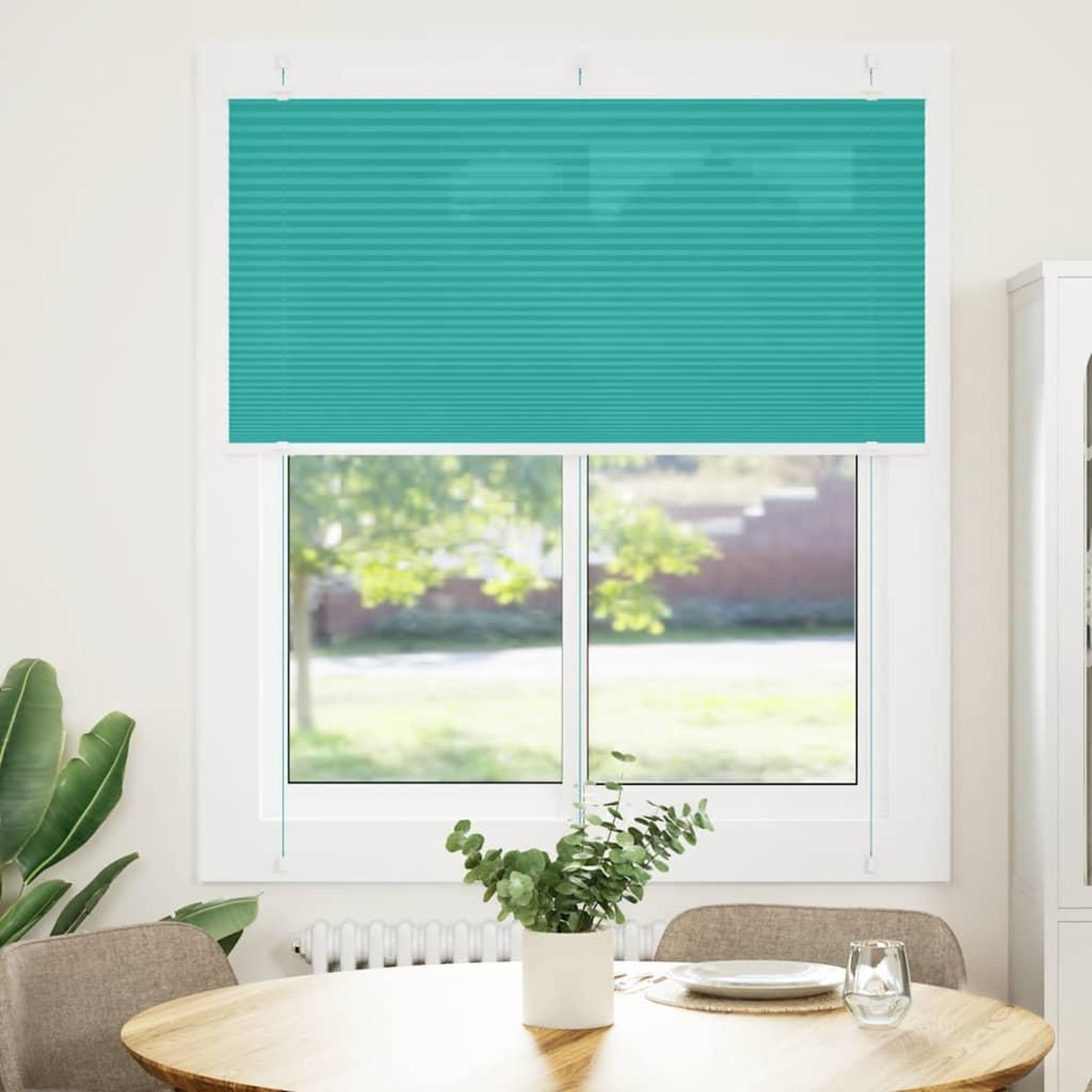 Voir la diapositive 2 : VIDAXL Store plisse vert petrole 115x100cm largeur du tissu 114,4cm