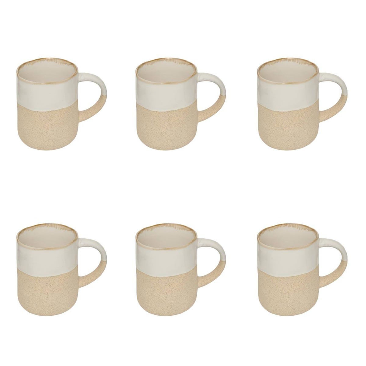 SECRET DE GOURMET Lot de 6 Mugs en Faïence  Kate  34cl Blanc