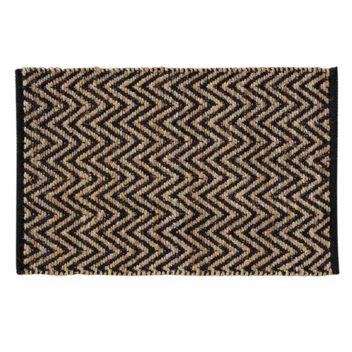 Paris Prix Tapis Déco en Jute  Zigzag  60x90cm Noir & Beige