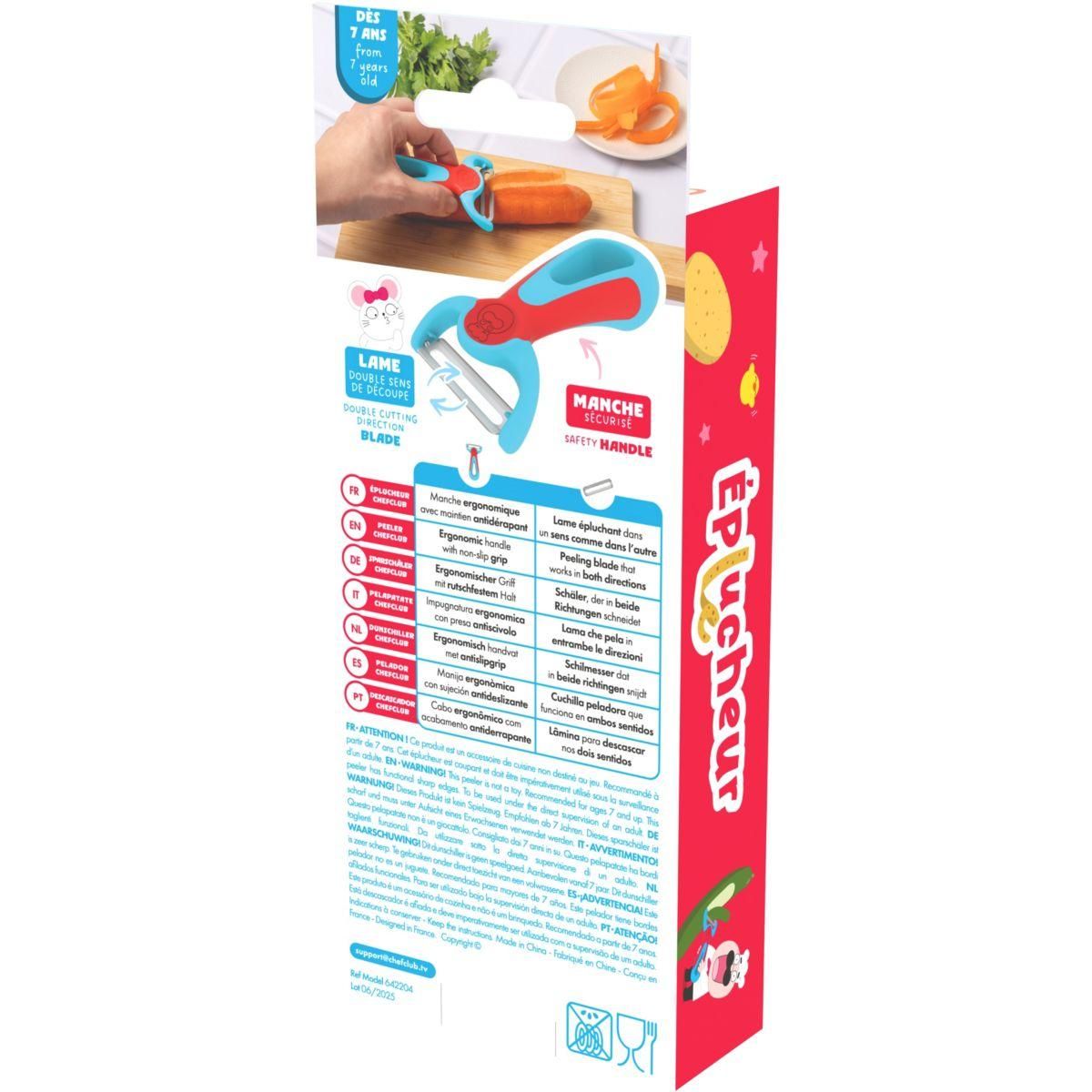 CHEFCLUB Couteau éplucheur Kids bleu et rouge