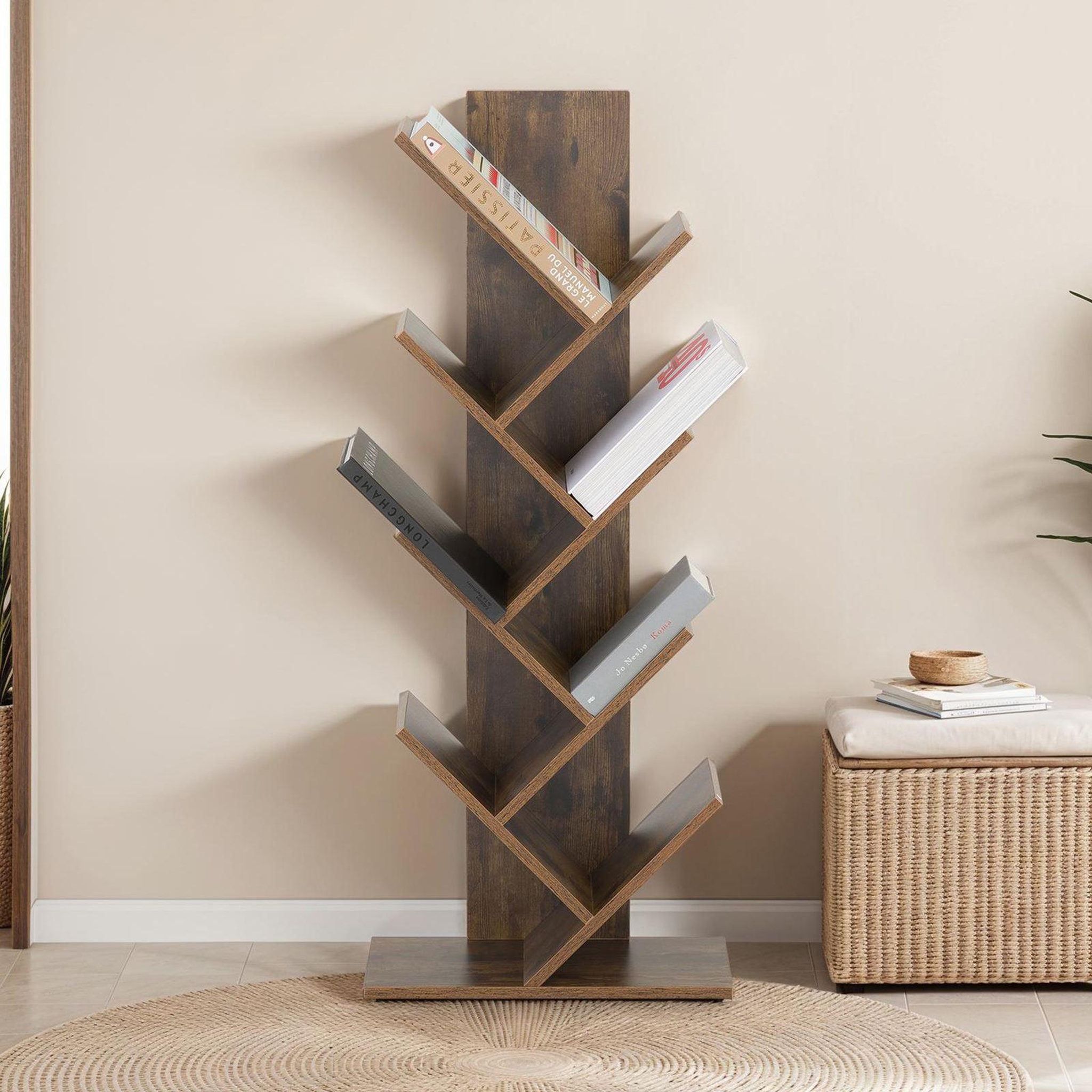 Voir la diapositive 2 : IDIMEX Étagère JULES en forme d'arbre, en bois