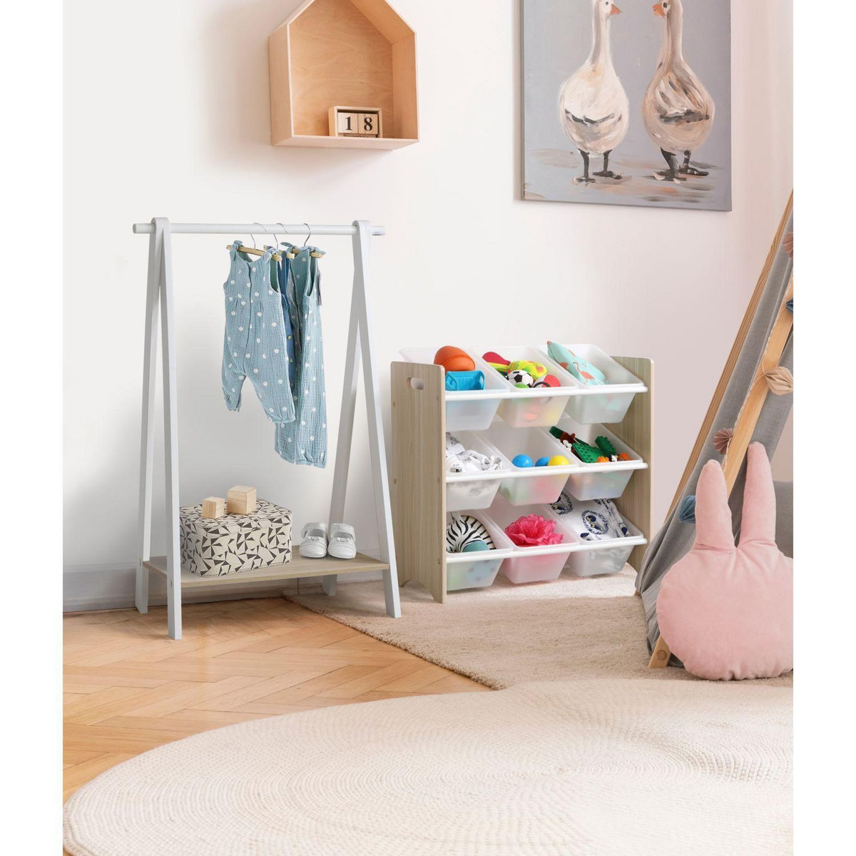 TOILINUX Penderie Dream pour enfant - H. 100 cm. - Bois et Blanc