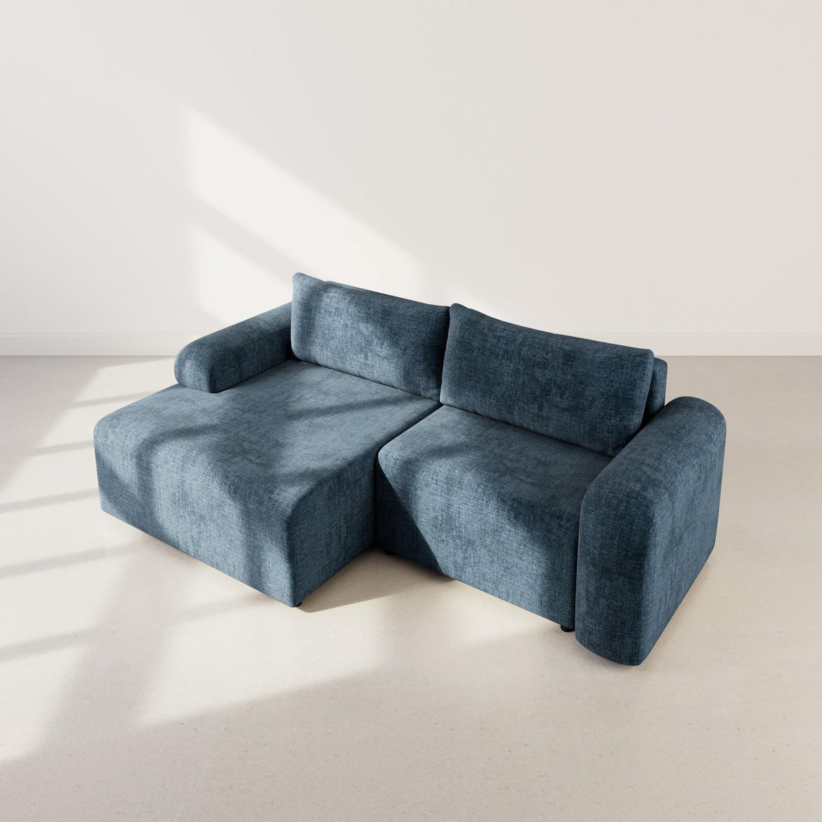 BEST MOBILIER Rebecca - canapé d'angle gauche 4 places convertible avec coffre en velours texturé