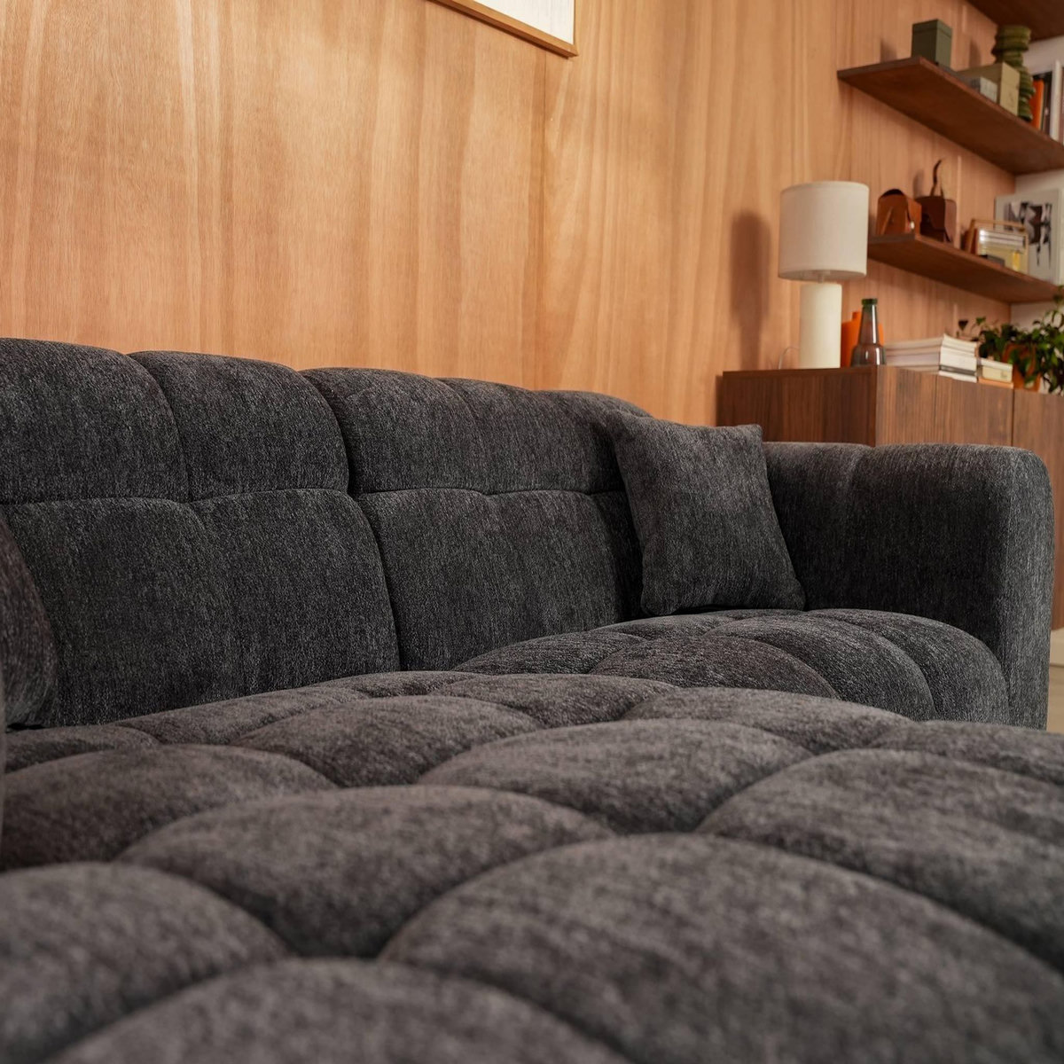 LISA DESIGN Mini ray - canapé d'angle gauche 4 places en tissu texturé