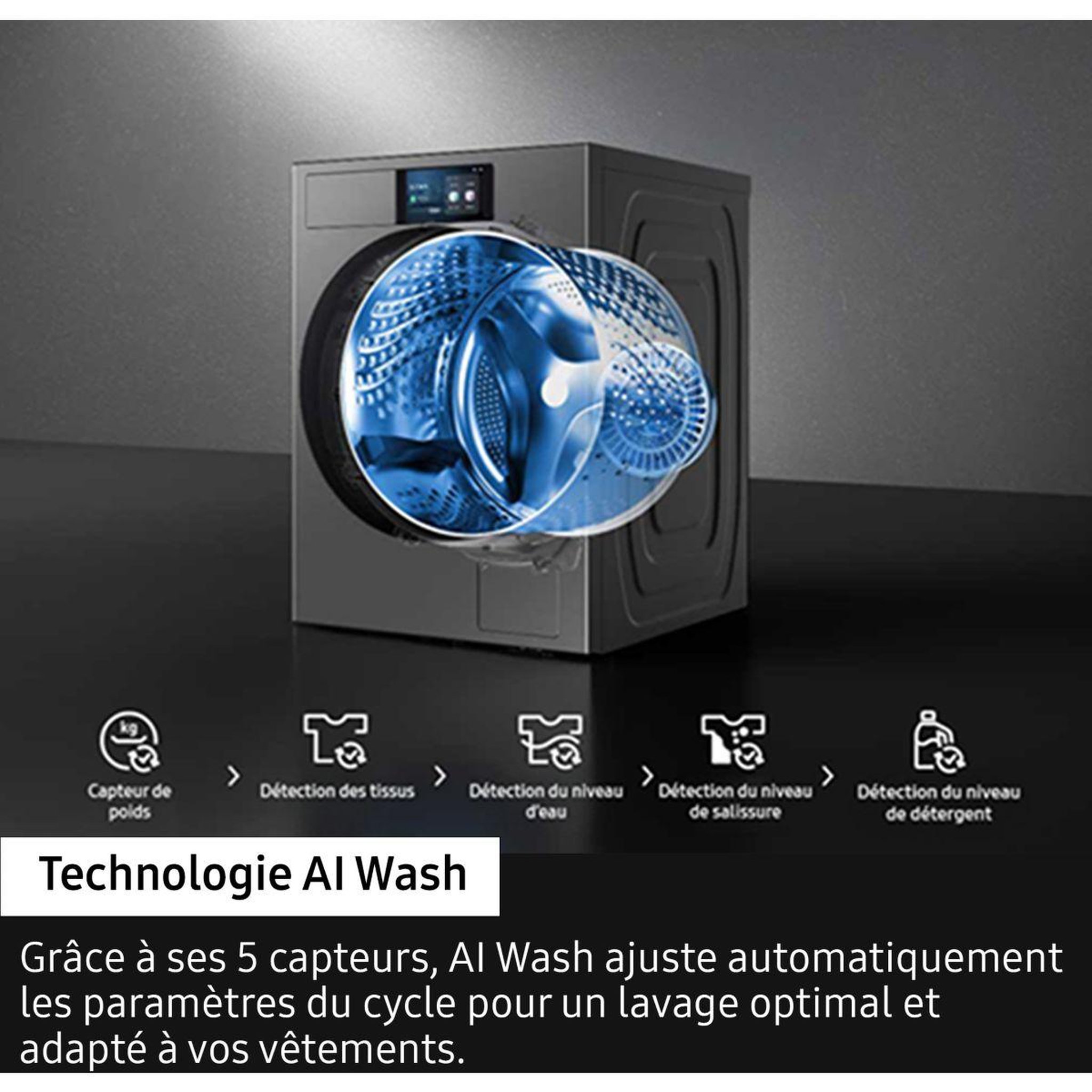 Voir la diapositive 5 : Samsung Lave linge hublot ai ecobubble ww10fg6u94lb