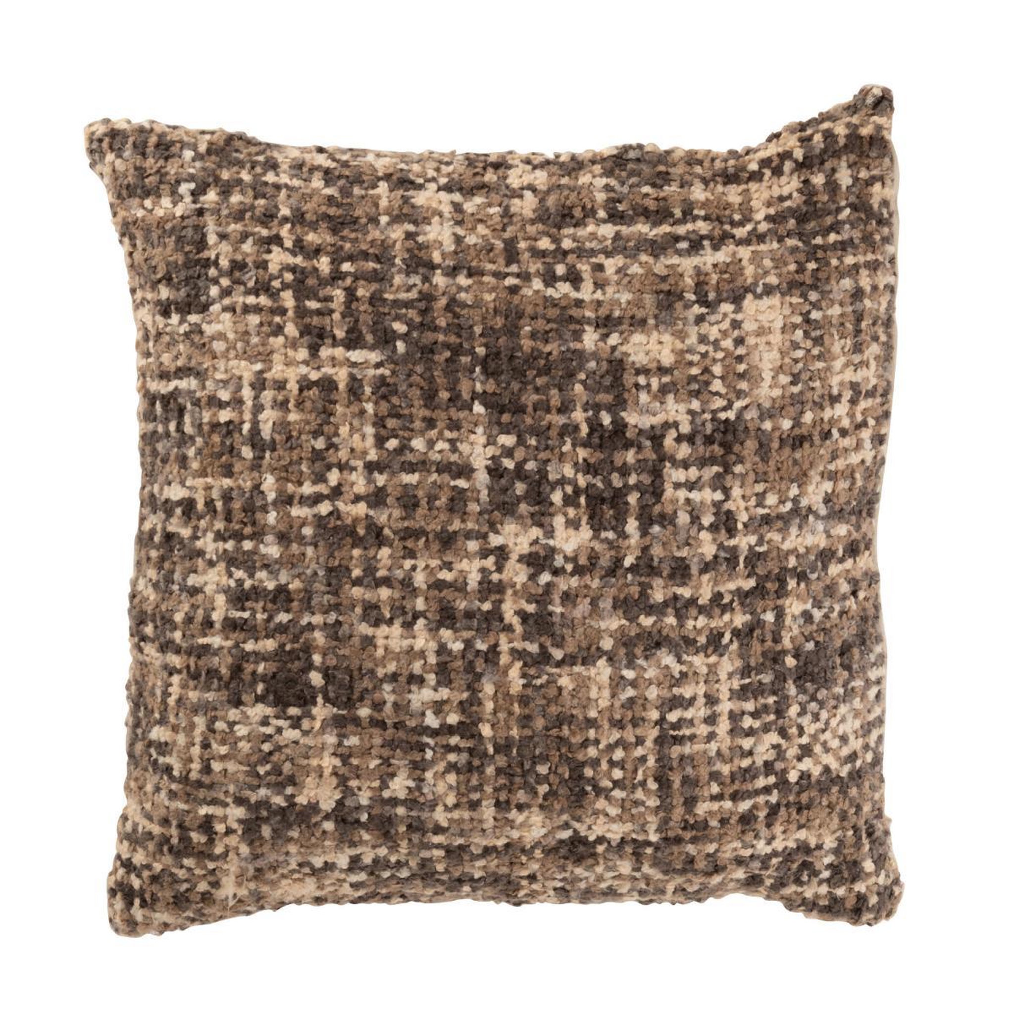 J-LINE Coussin en tweed  cosy  45x45cm marron & beige