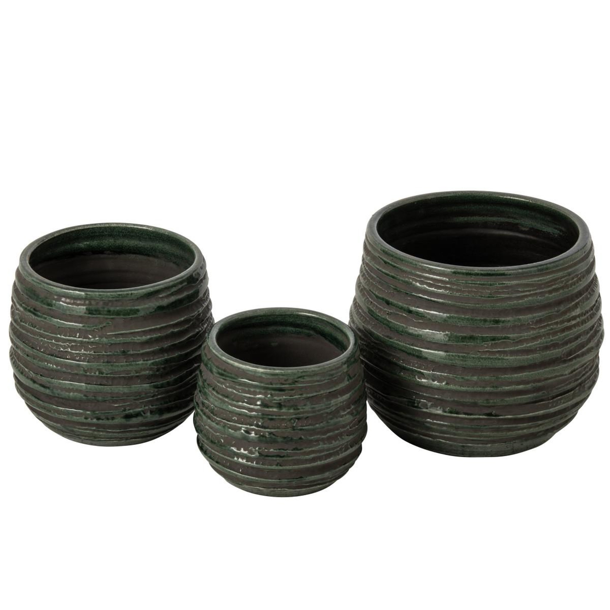 Voir la diapositive 2 : J-LINE Cache-pot en céramique  lagoon  28cm bleu pétrole